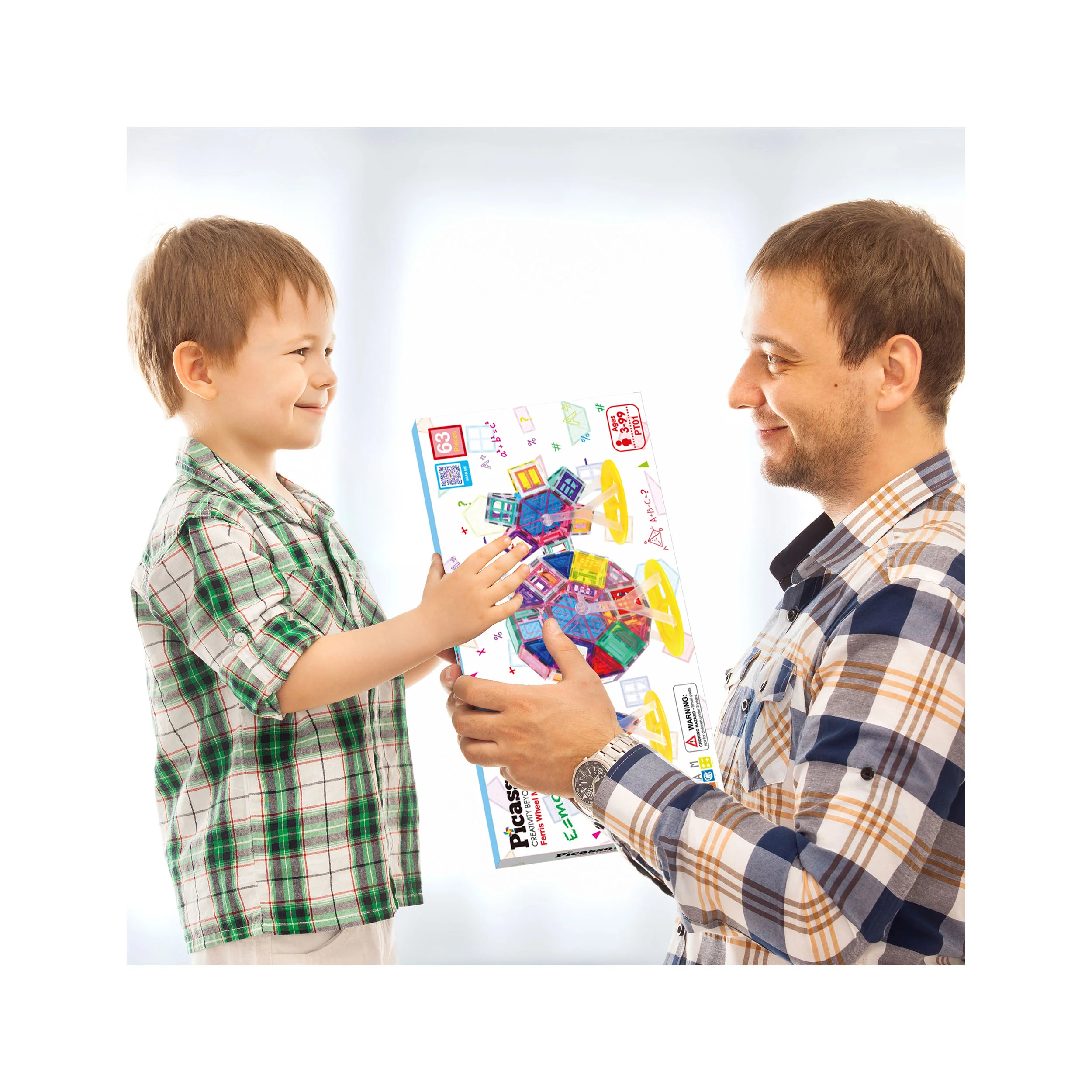 PicassoTiles Magnetic Tile Ferris Wheel Building Playset (63 Pieces) - Image 4