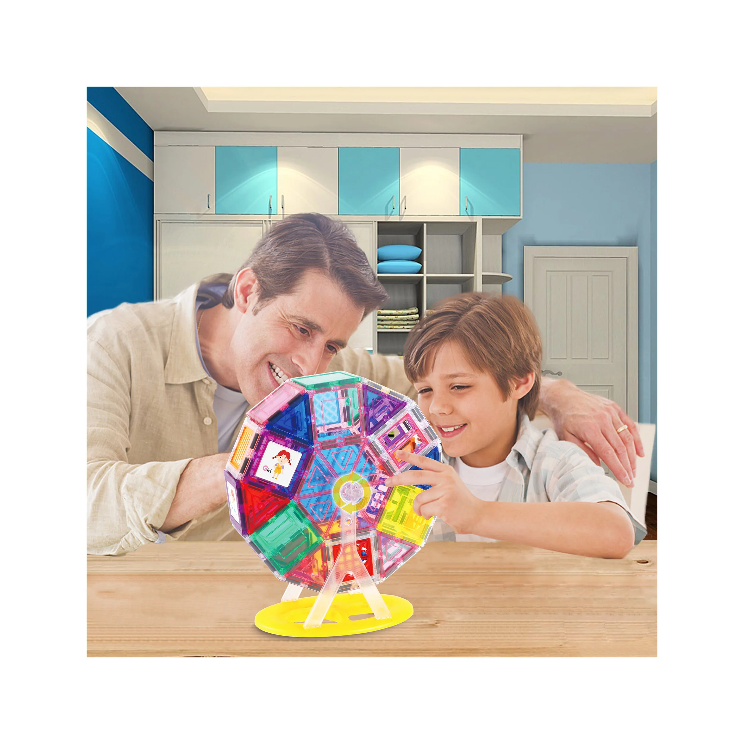PicassoTiles Magnetic Tile Ferris Wheel Building Playset (63 Pieces) - Image 5