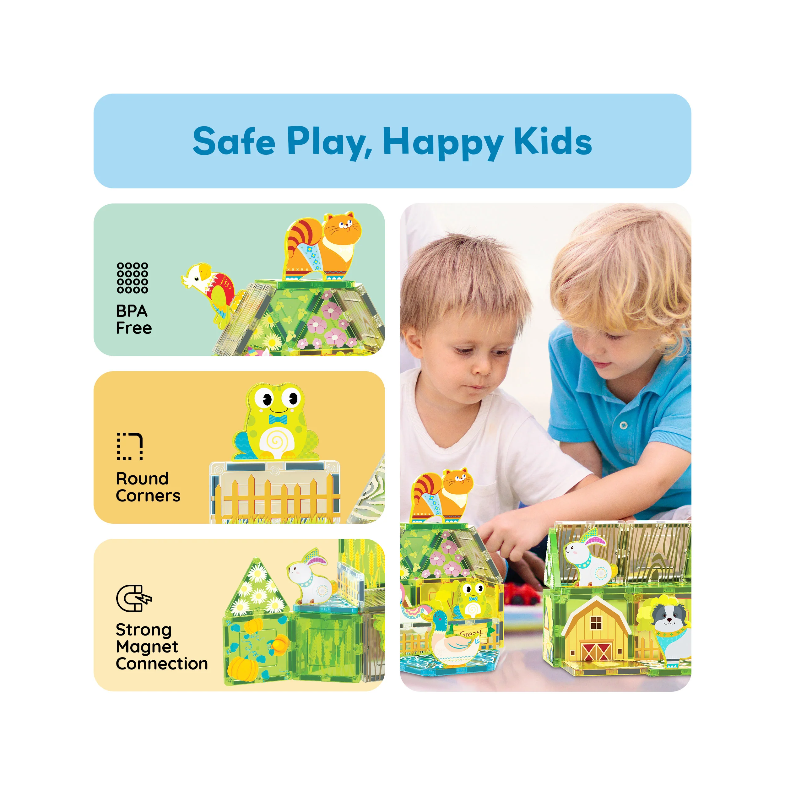 PicassoTiles Magnet Tile Building Blocks Printed Fall Farm Themed Animal Toy Set with 8 Farmyard Animals Character Action Figures - Image 6