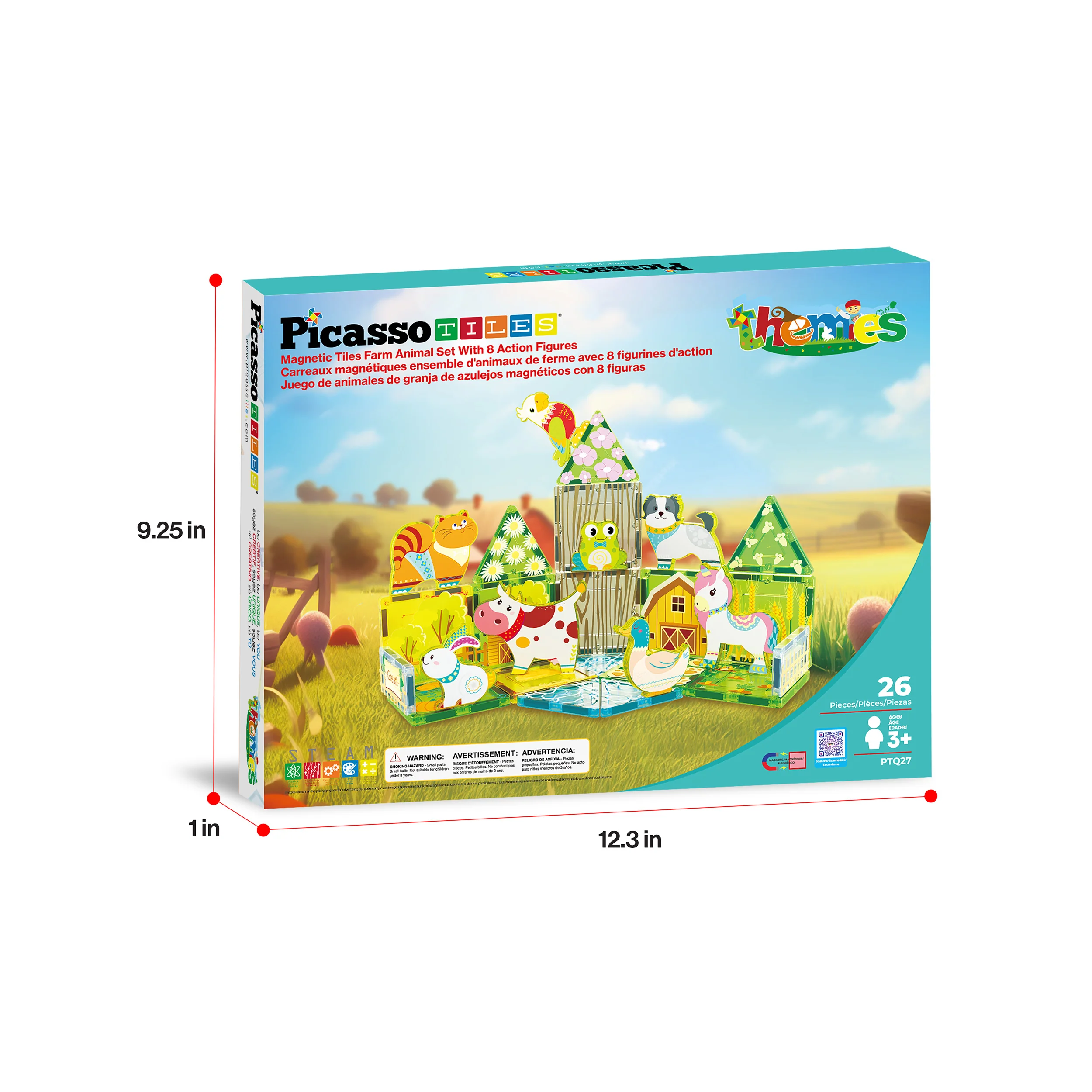 PicassoTiles Magnet Tile Building Blocks Printed Fall Farm Themed Animal Toy Set with 8 Farmyard Animals Character Action Figures - Image 9