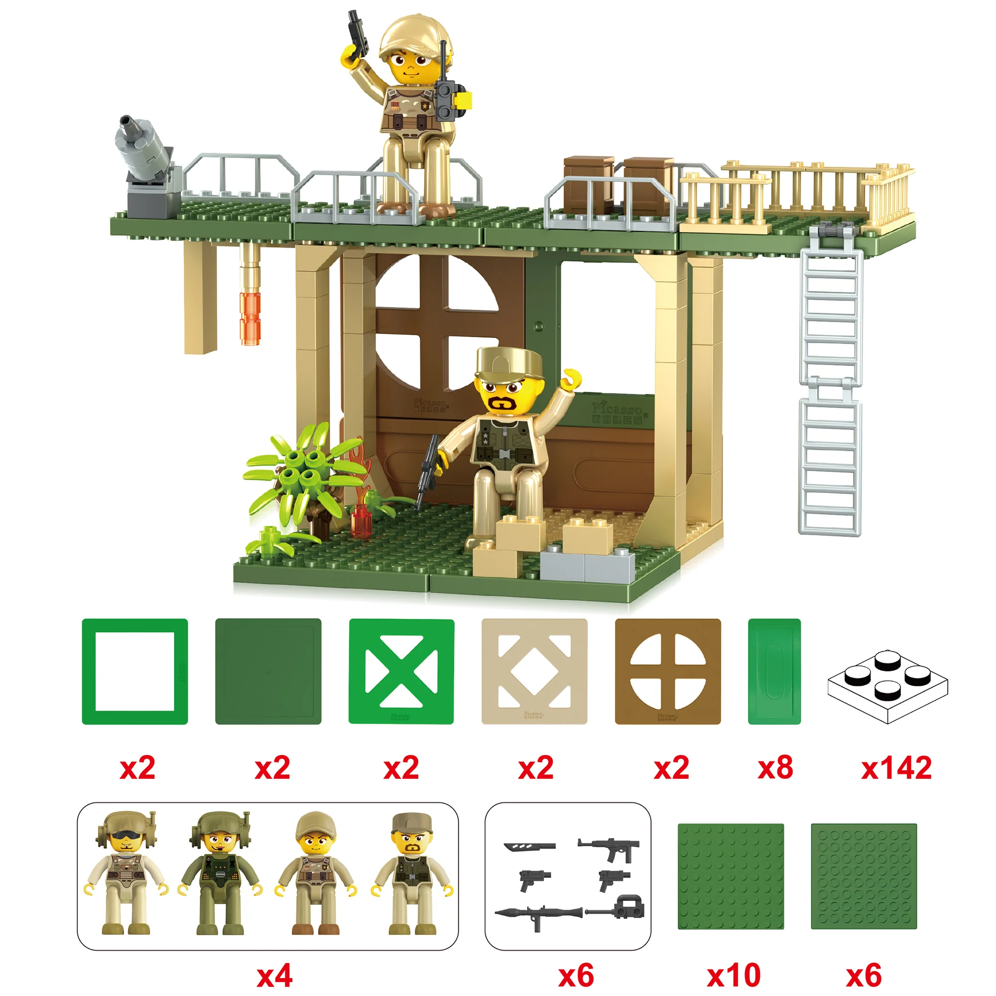 PicassoTiles Military Magnetic Tile, Bricks & Blocks Combo Building Set - Image 3
