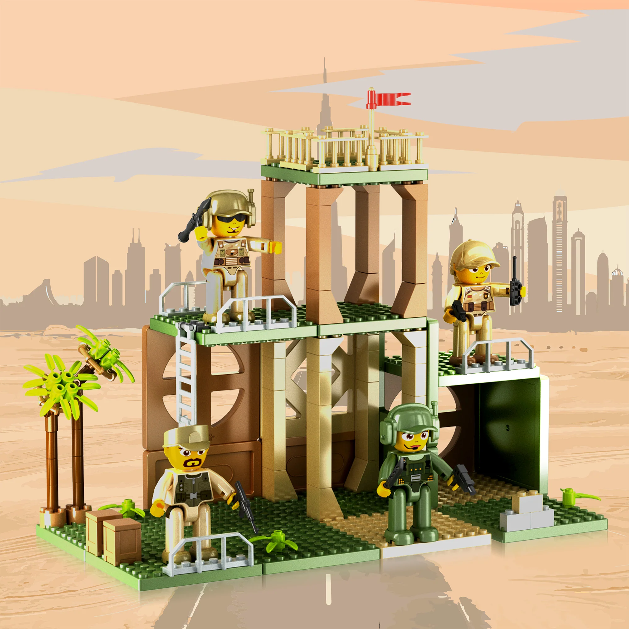 PicassoTiles Military Magnetic Tile, Bricks & Blocks Combo Building Set - Image 4