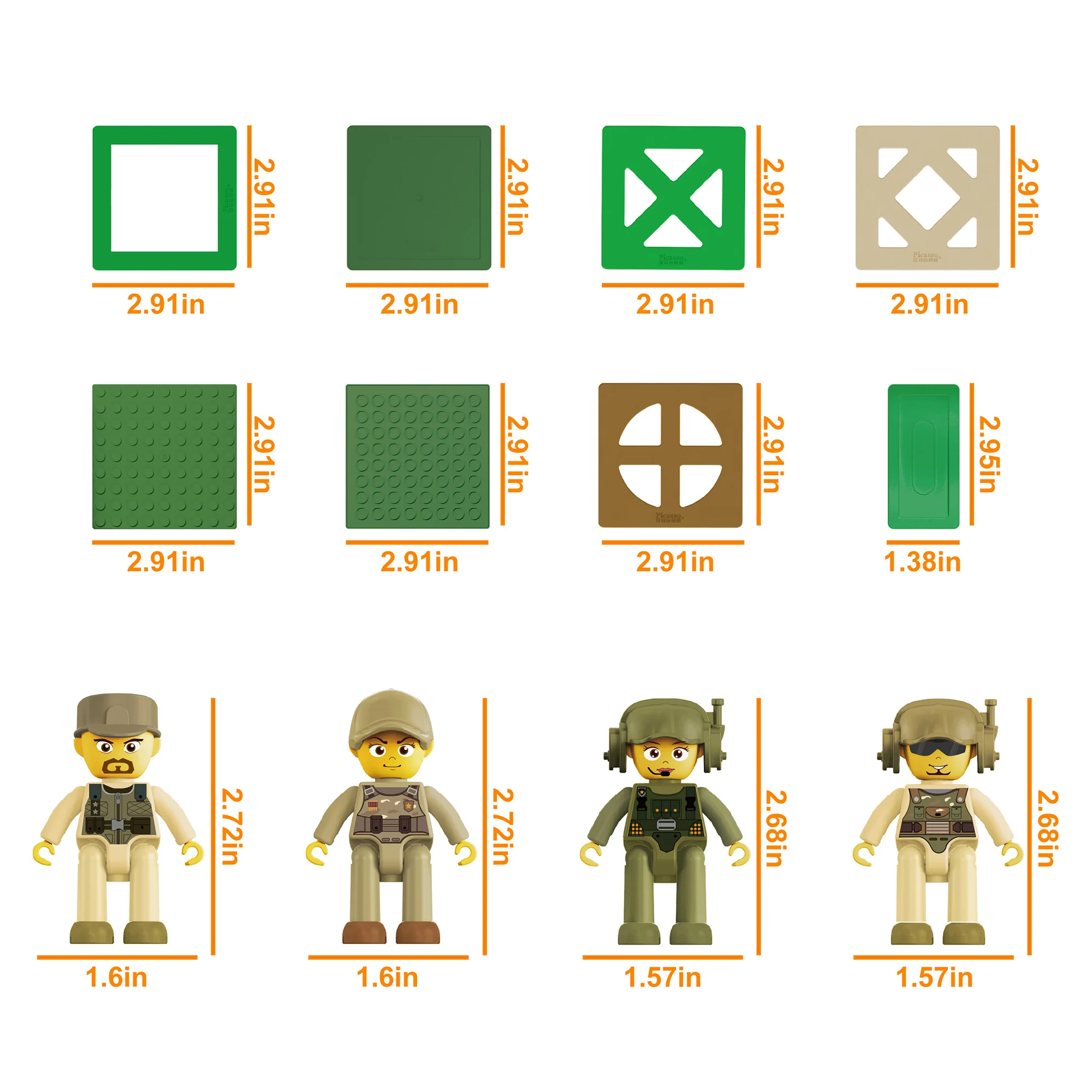 PicassoTiles Military Magnetic Tile, Bricks & Blocks Combo Building Set - Image 5
