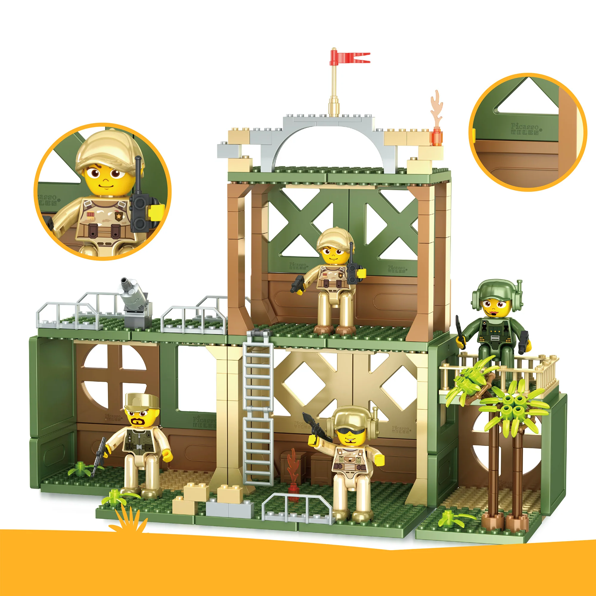 PicassoTiles Military Magnetic Tile, Bricks & Blocks Combo Building Set - Image 7