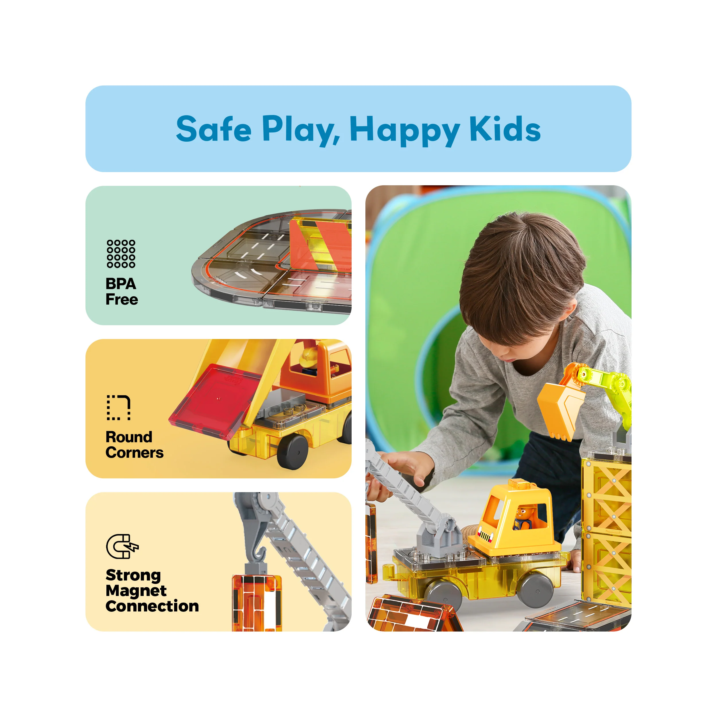 PicassoTiles Magnetic Tiles 5-in-1 Construction Vehicle Builder Set - Image 6