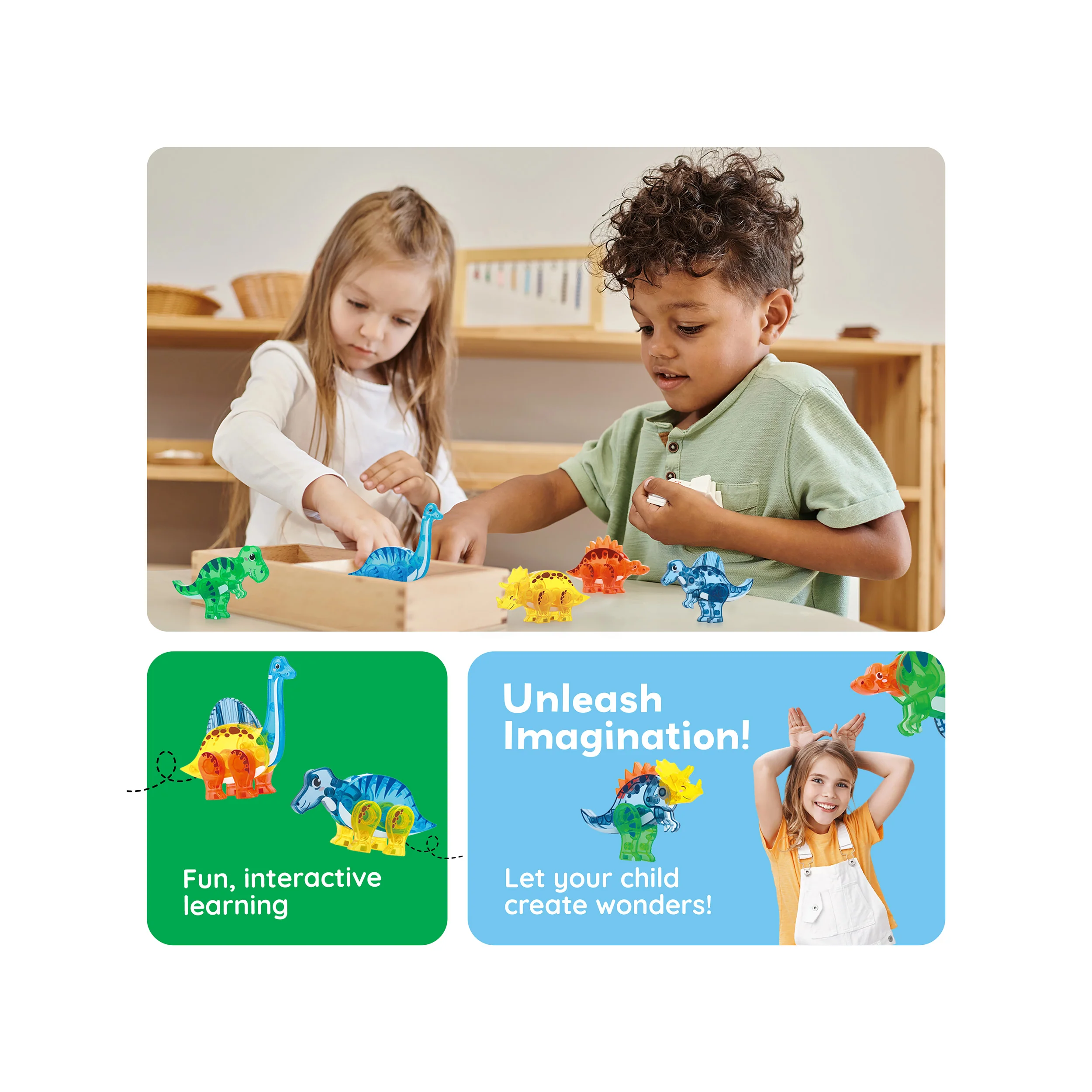 PicassoTiles Magnet Tile Dinosaur Mix & Match Character Prehistoric Friends - Image 5