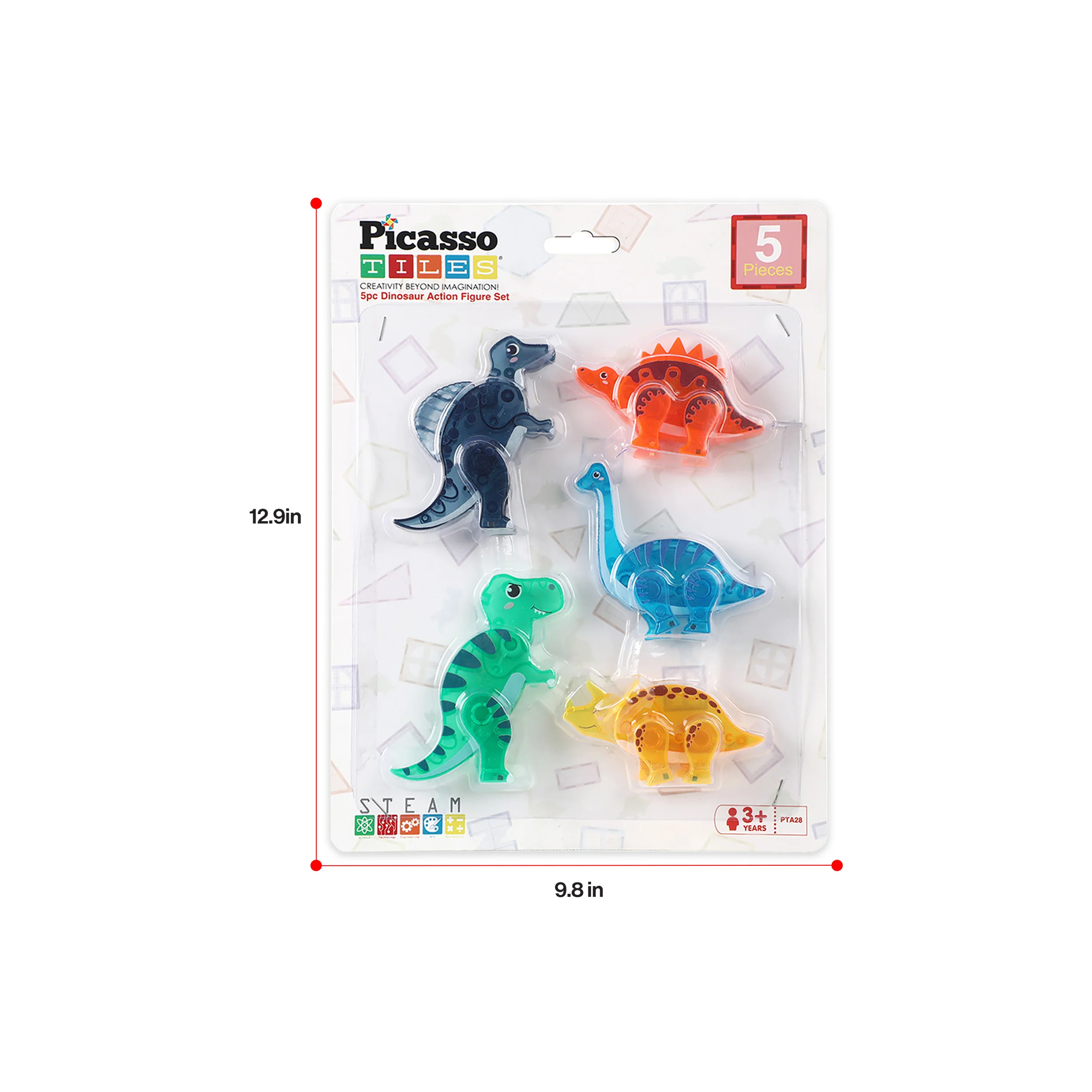 PicassoTiles Magnet Tile Dinosaur Mix & Match Character Prehistoric Friends - Image 9