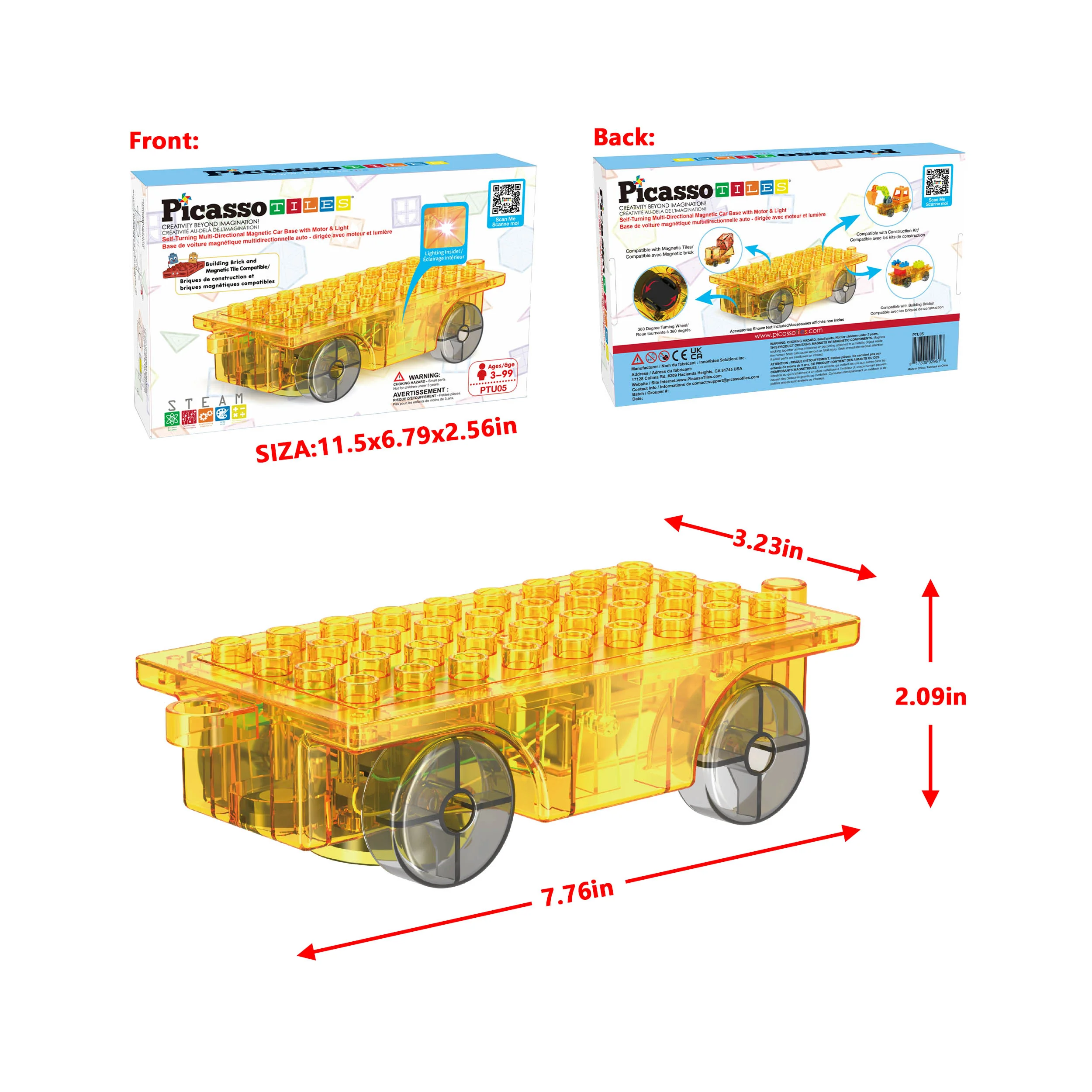 PicassoTiles 360° Motorized Car Base - Image 2