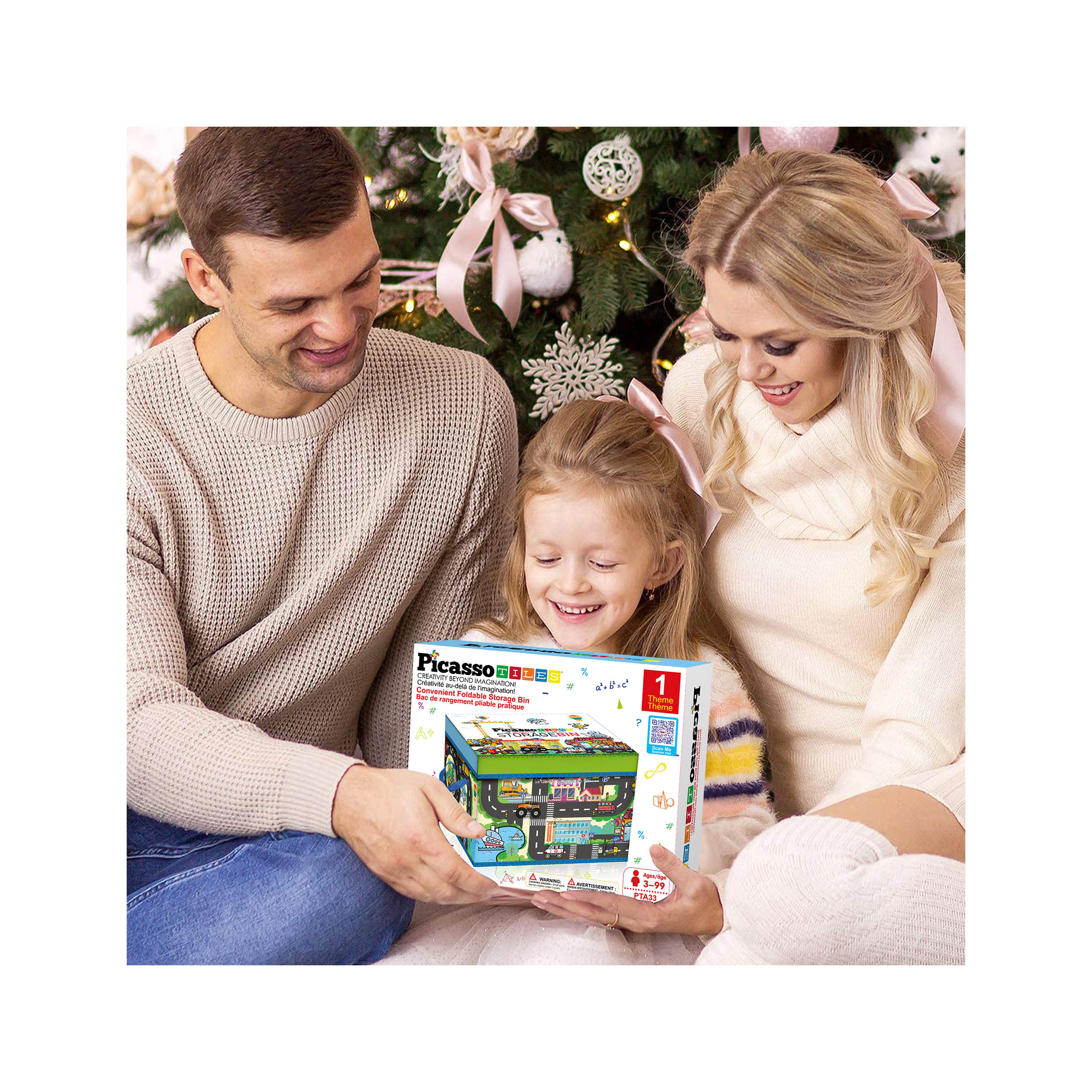 PicassoTiles Magnet Tile Toy Organizer: City Theme Storage Bin with Lid & Handles - Image 7