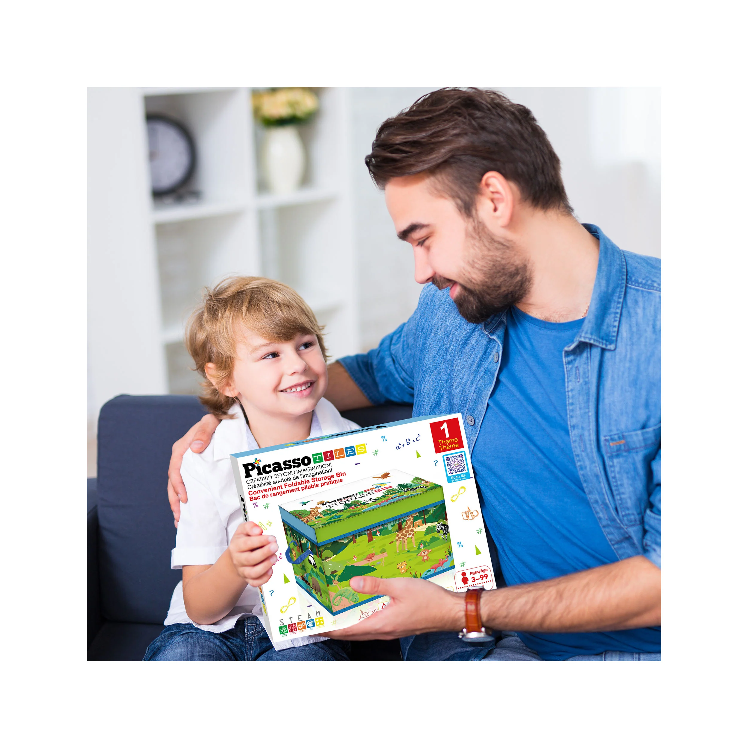 PicassoTiles Magnet Tile Toy Organizer: Forest Theme Storage Bin with Lid & Handles - Image 7
