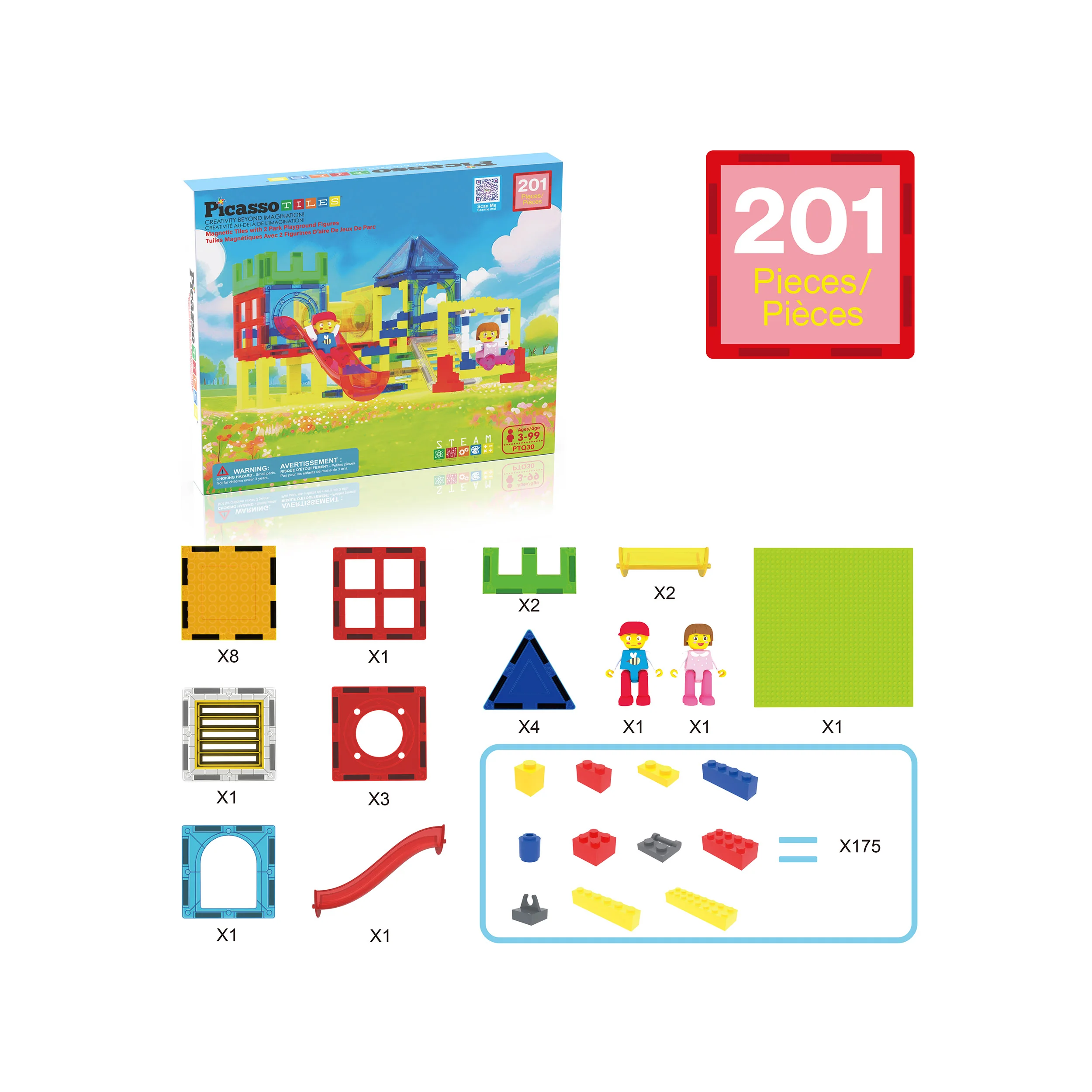 PicassoTiles Magnetic Building Blocks Playground Set with Action Figure Characters - Image 3