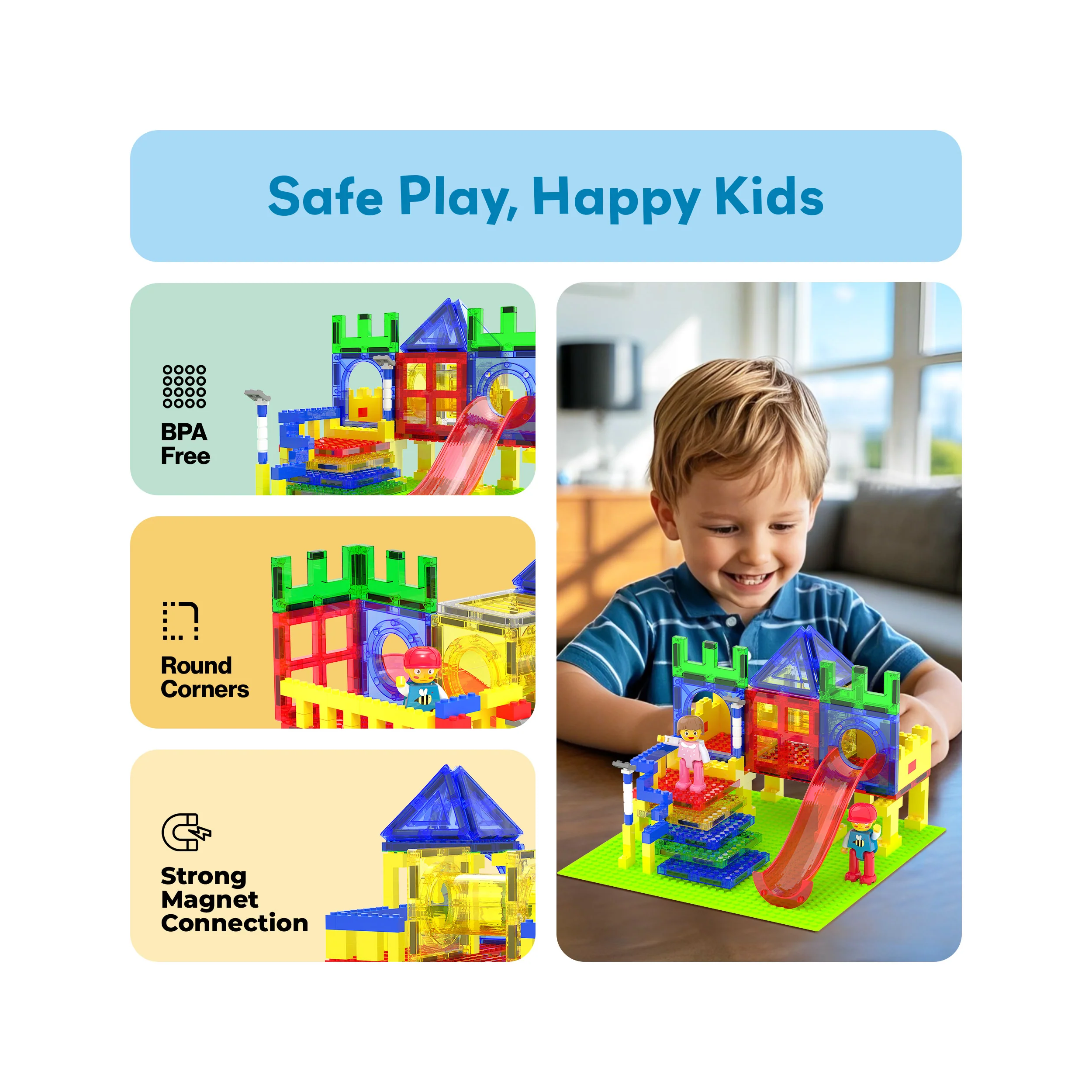PicassoTiles Magnetic Building Blocks Playground Set with Action Figure Characters - Image 6