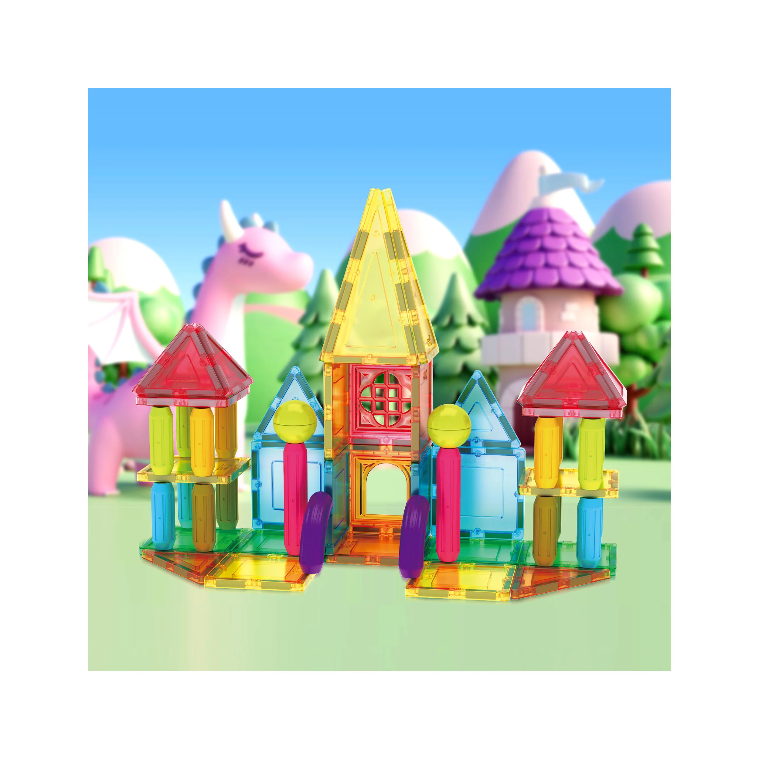 PicassoTiles Magnetic Tiles and Sticks Builder Set (82 Pieces) - Image 4