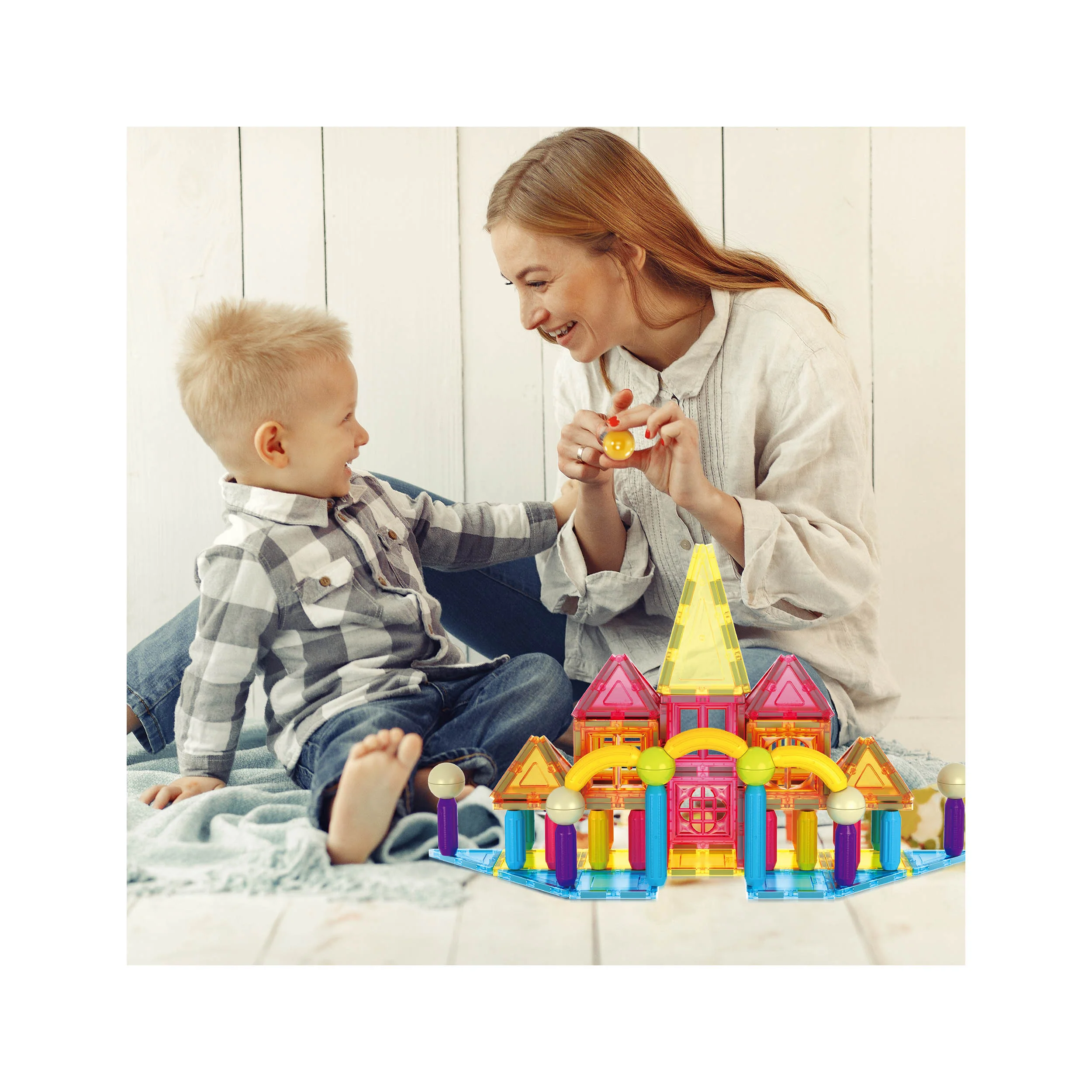 PicassoTiles Magnetic Tiles and Sticks Builder Set (82 Pieces) - Image 5