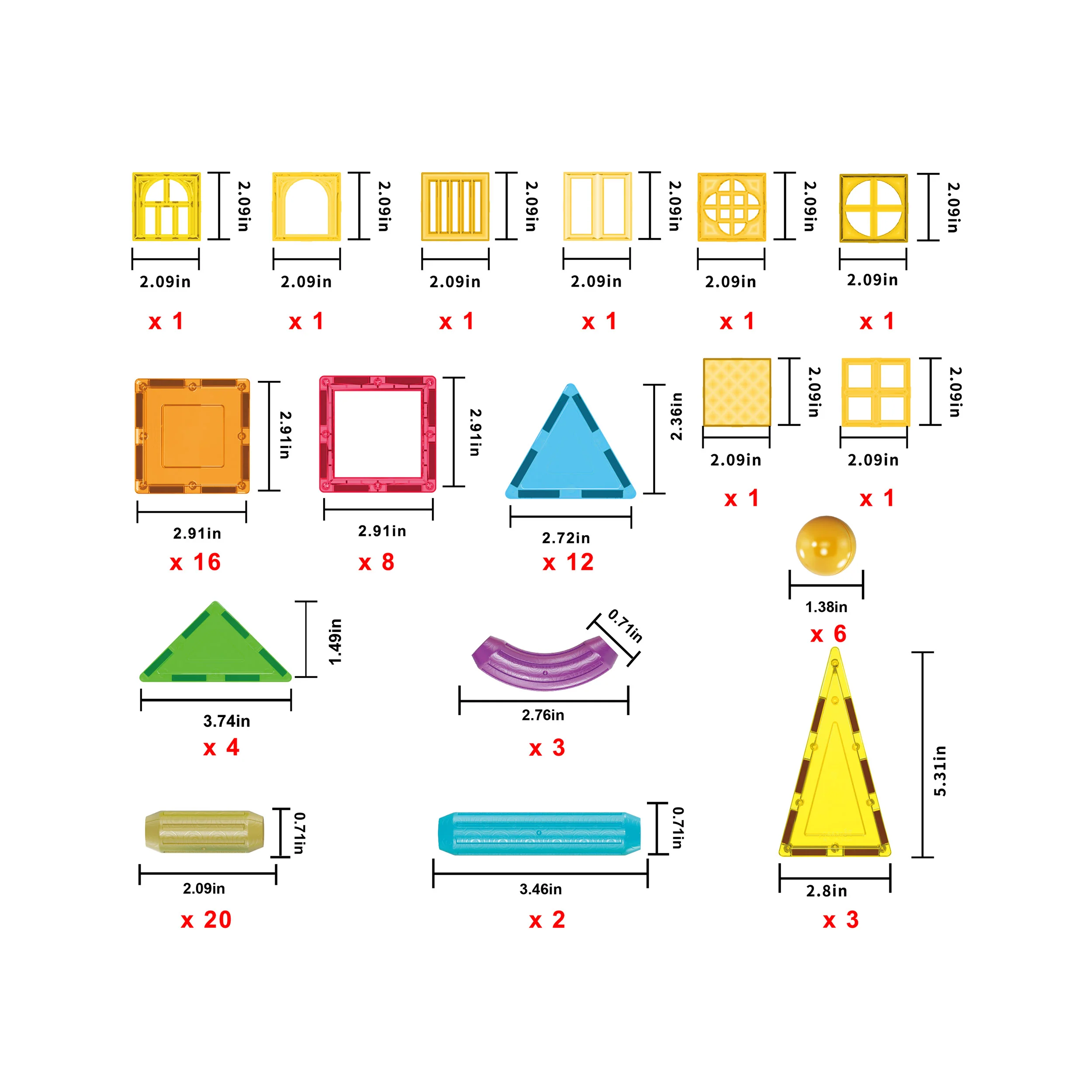 PicassoTiles Magnetic Tiles and Sticks Builder Set (82 Pieces) - Image 6