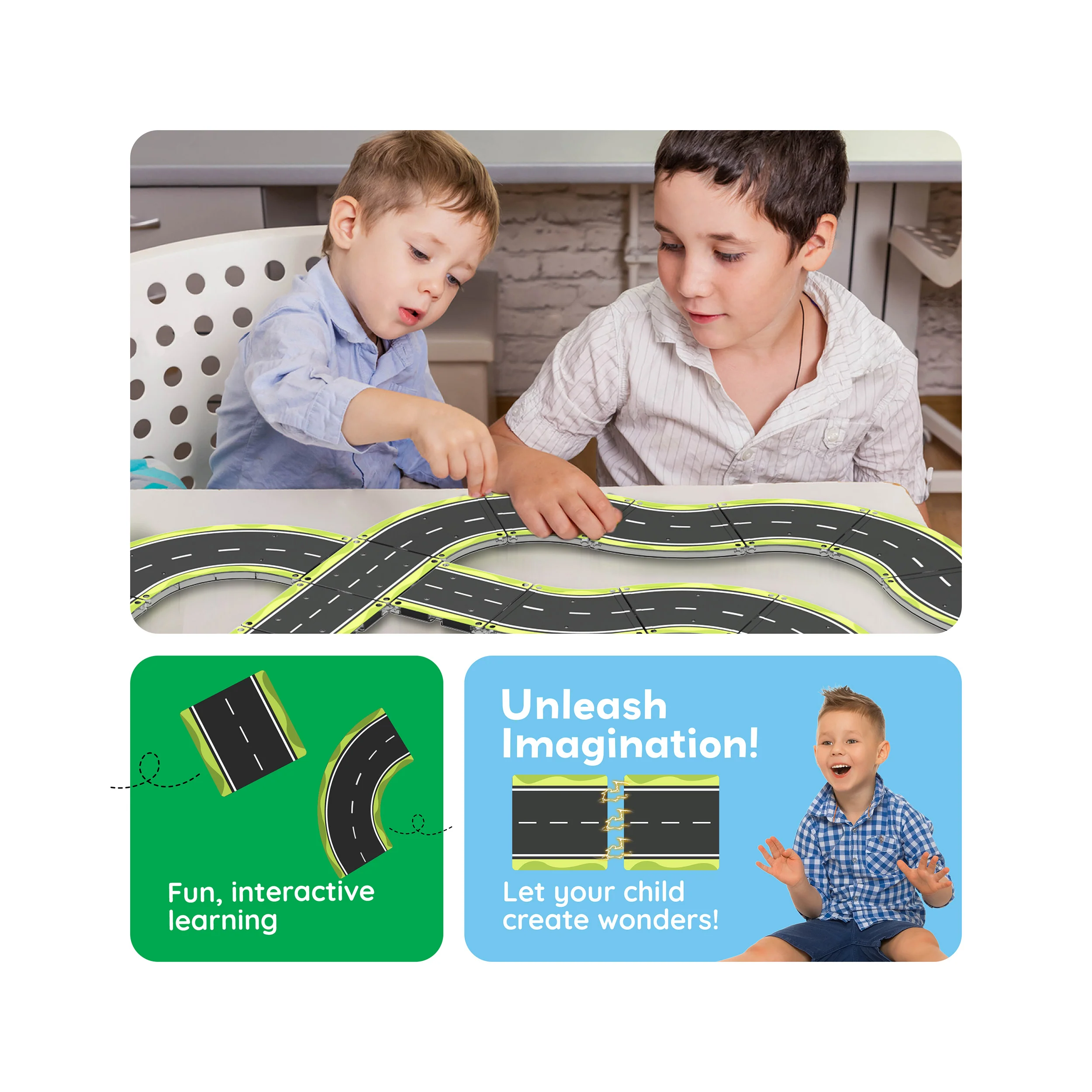 PicassoTiles Magnetic Tile Race Car Track Speed Way Building Set - Image 5