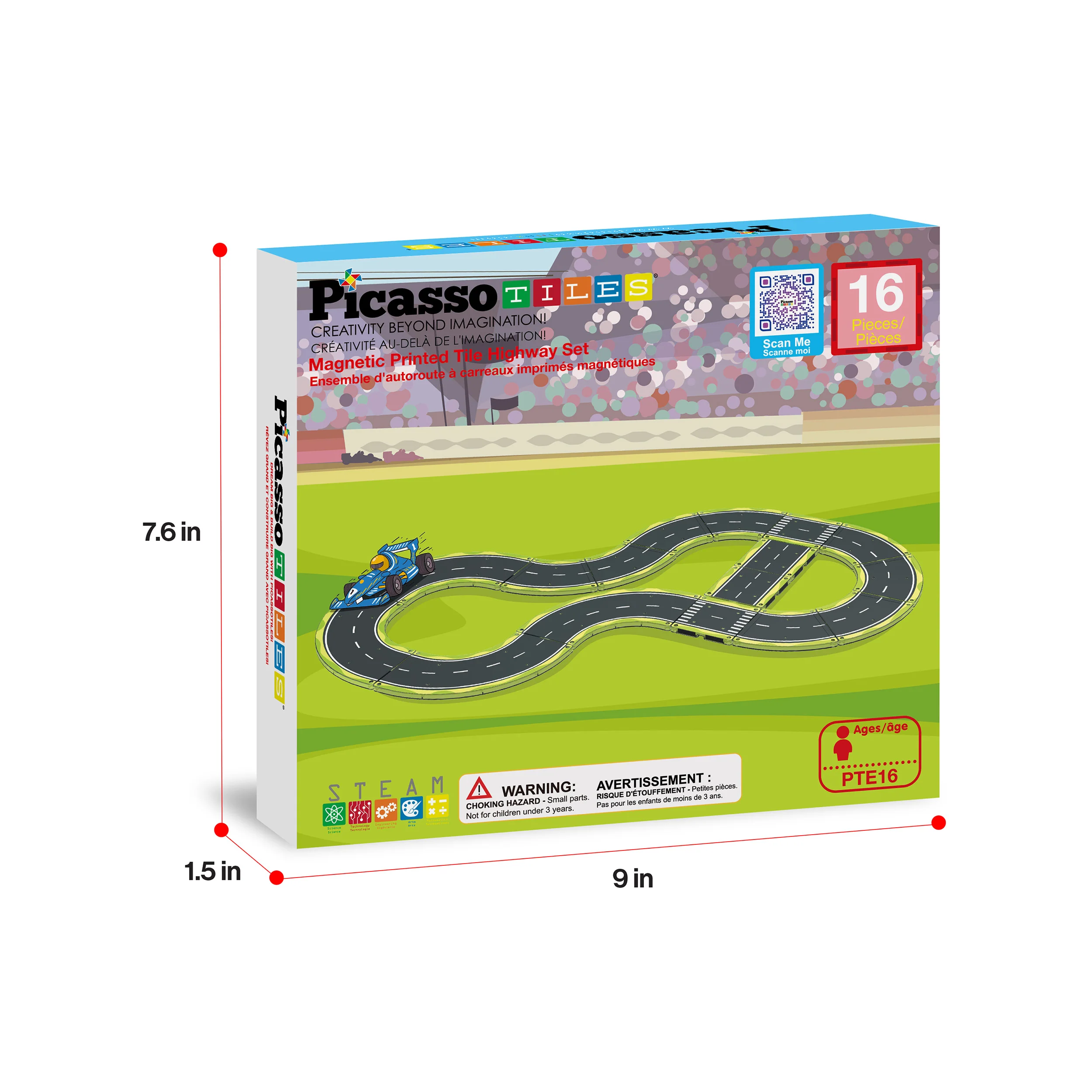 PicassoTiles Magnetic Tile Race Car Track Speed Way Building Set - Image 8