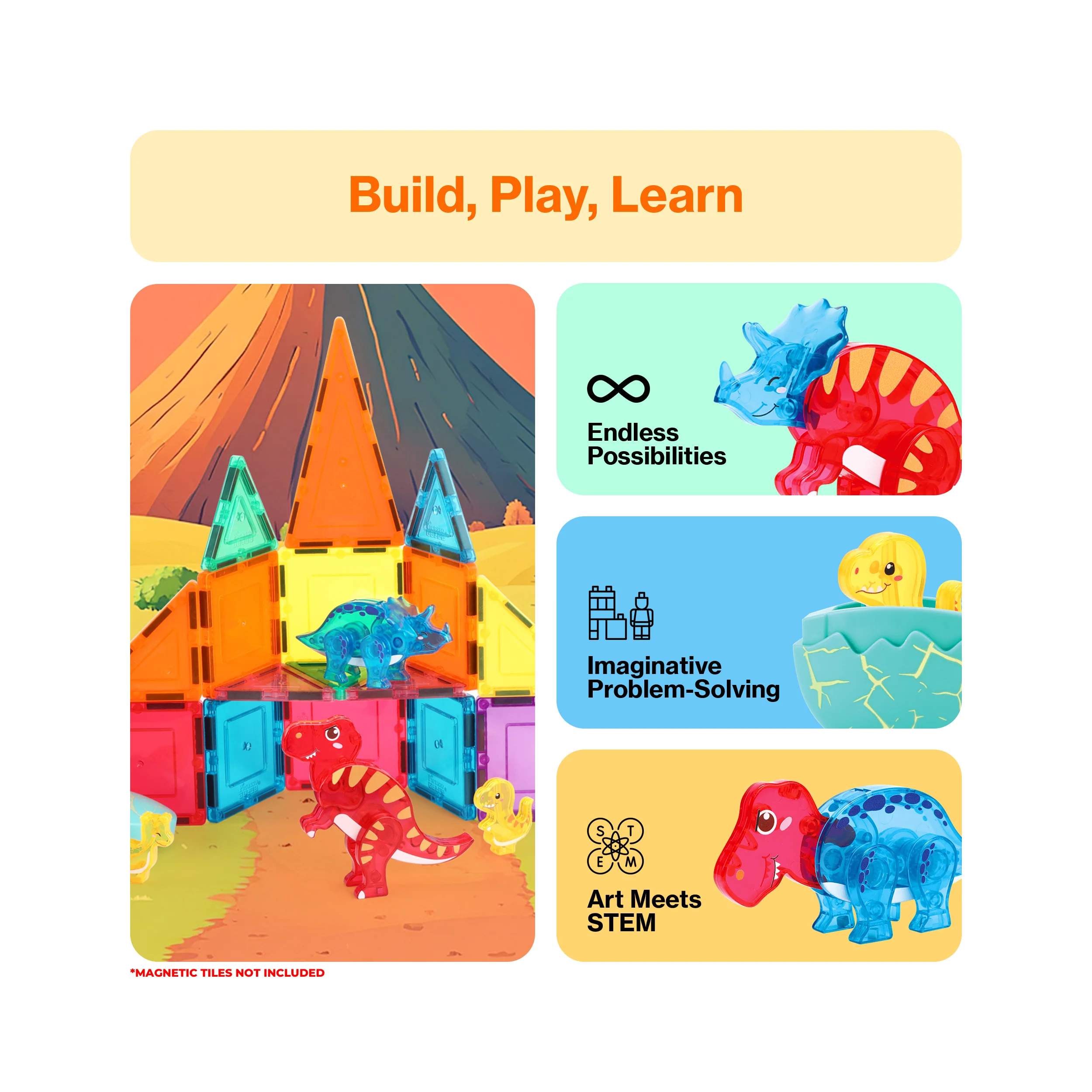 Magnetic Dinosaur Egg Set 6pc STEM Toy for Kids 3+ - Image 4