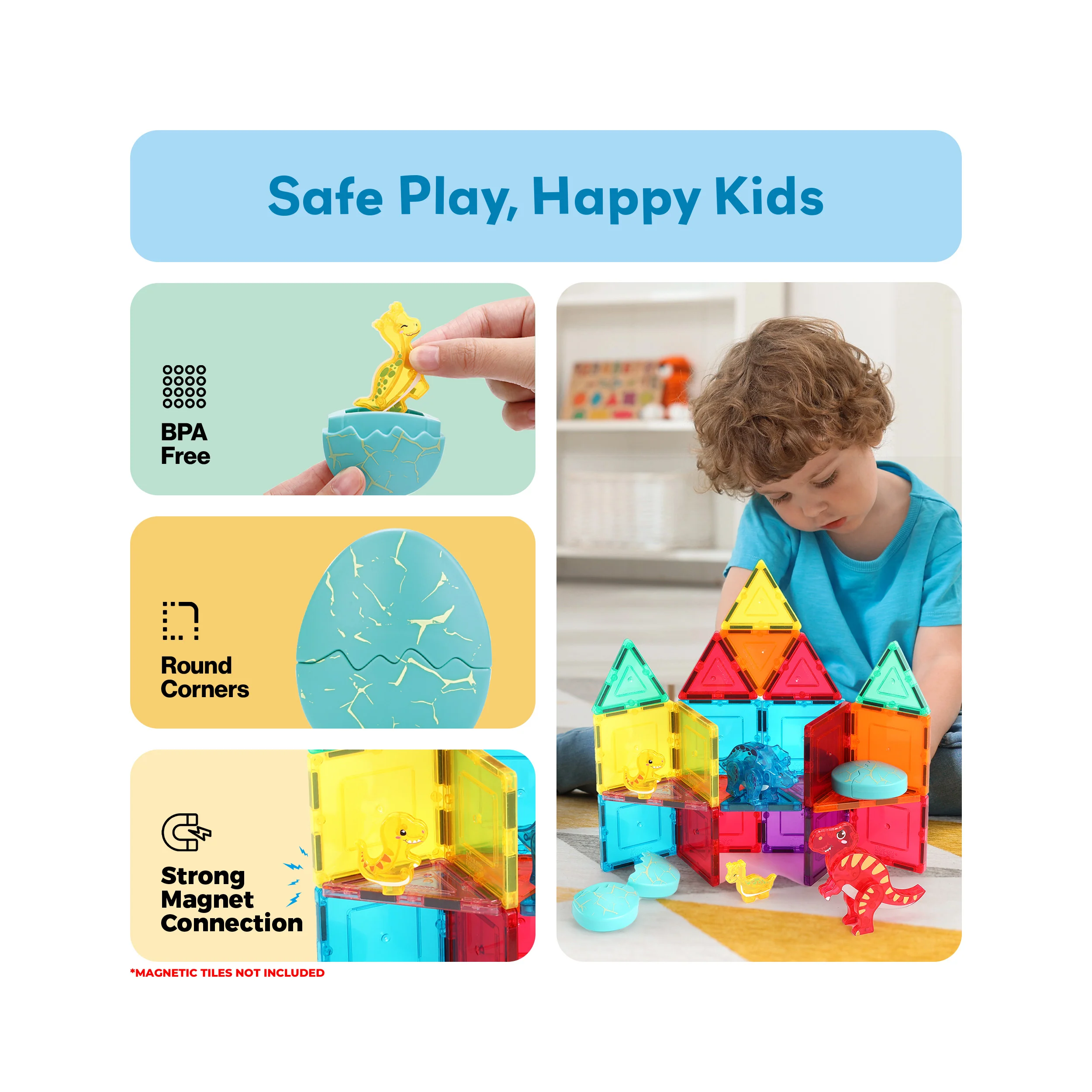 Magnetic Dinosaur Egg Set 6pc STEM Toy for Kids 3+ - Image 6