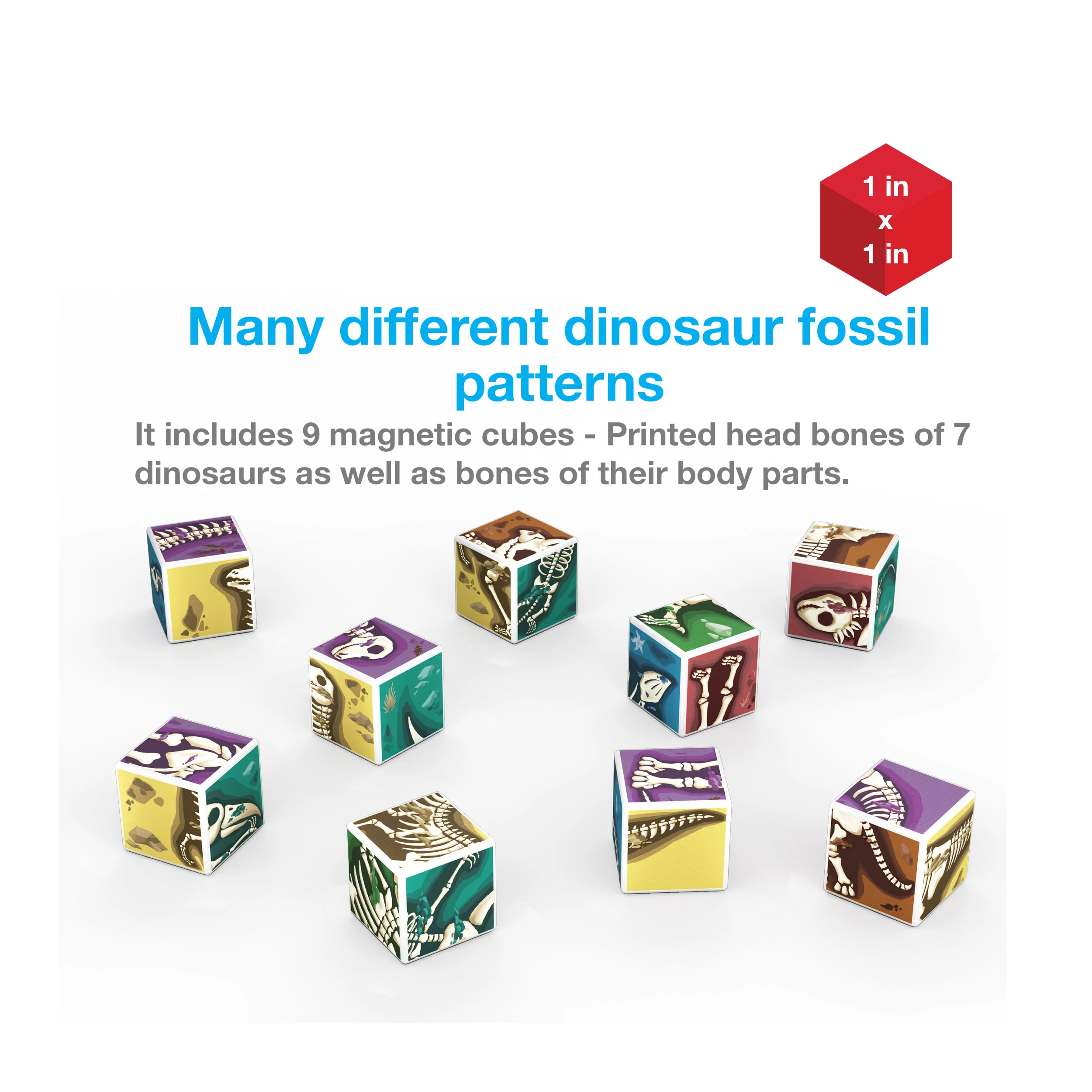PicassoTiles Magnetic Fossil Dinosaur 3D Puzzle Cube Building Blocks - Image 5