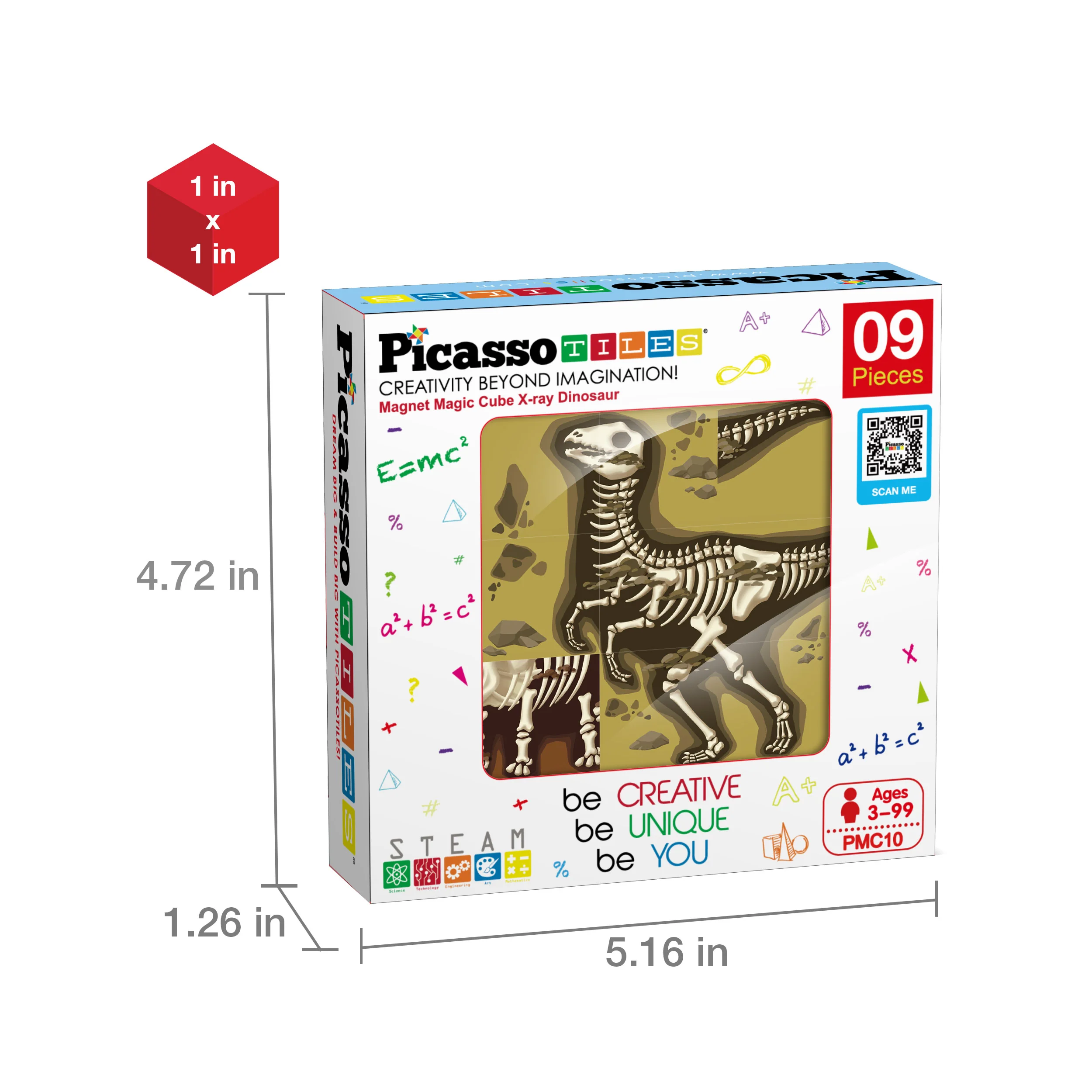 PicassoTiles Magnetic Fossil Dinosaur 3D Puzzle Cube Building Blocks - Image 7