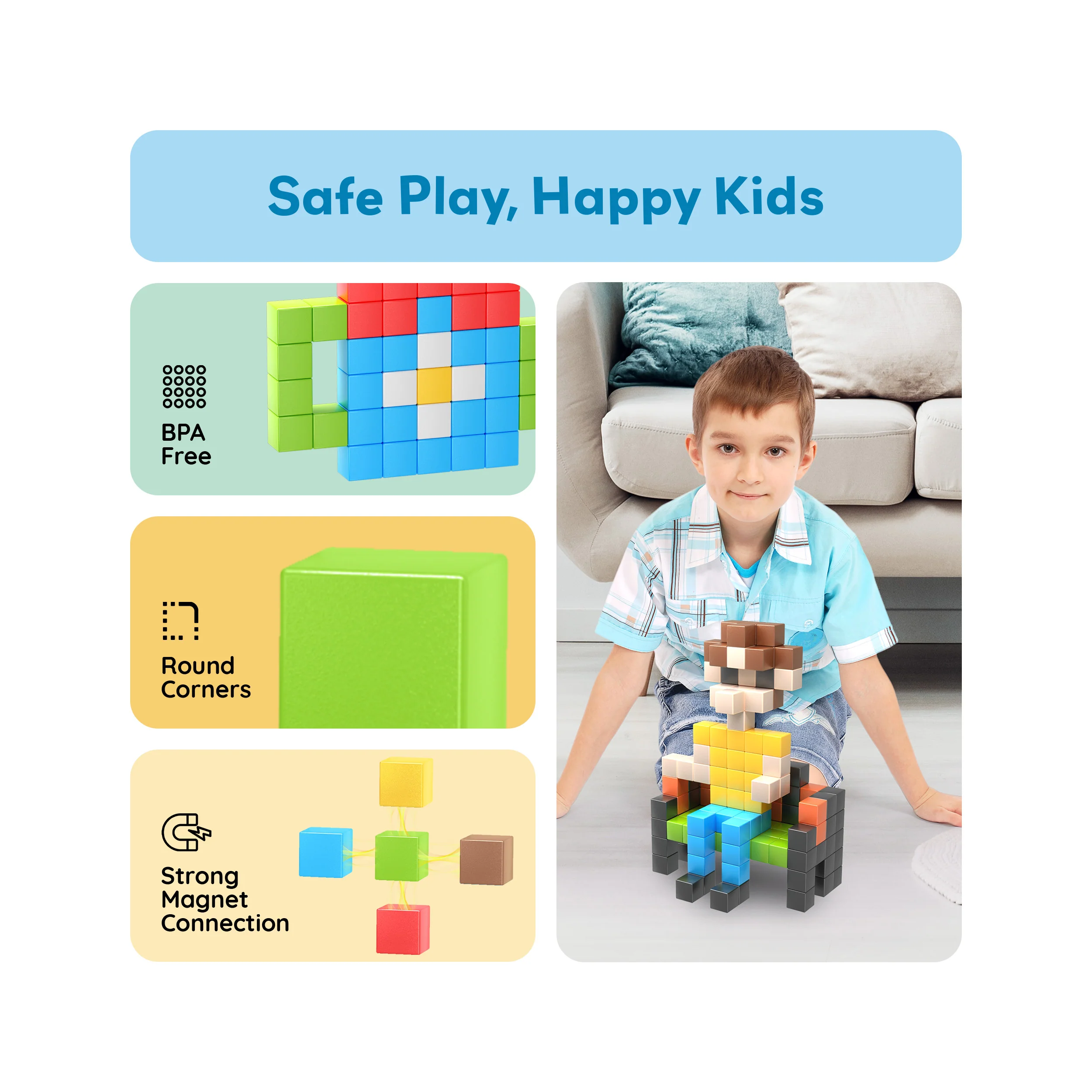 PicassoTiles 108pc Magnetic Puzzle Cubes Building Set - Image 6