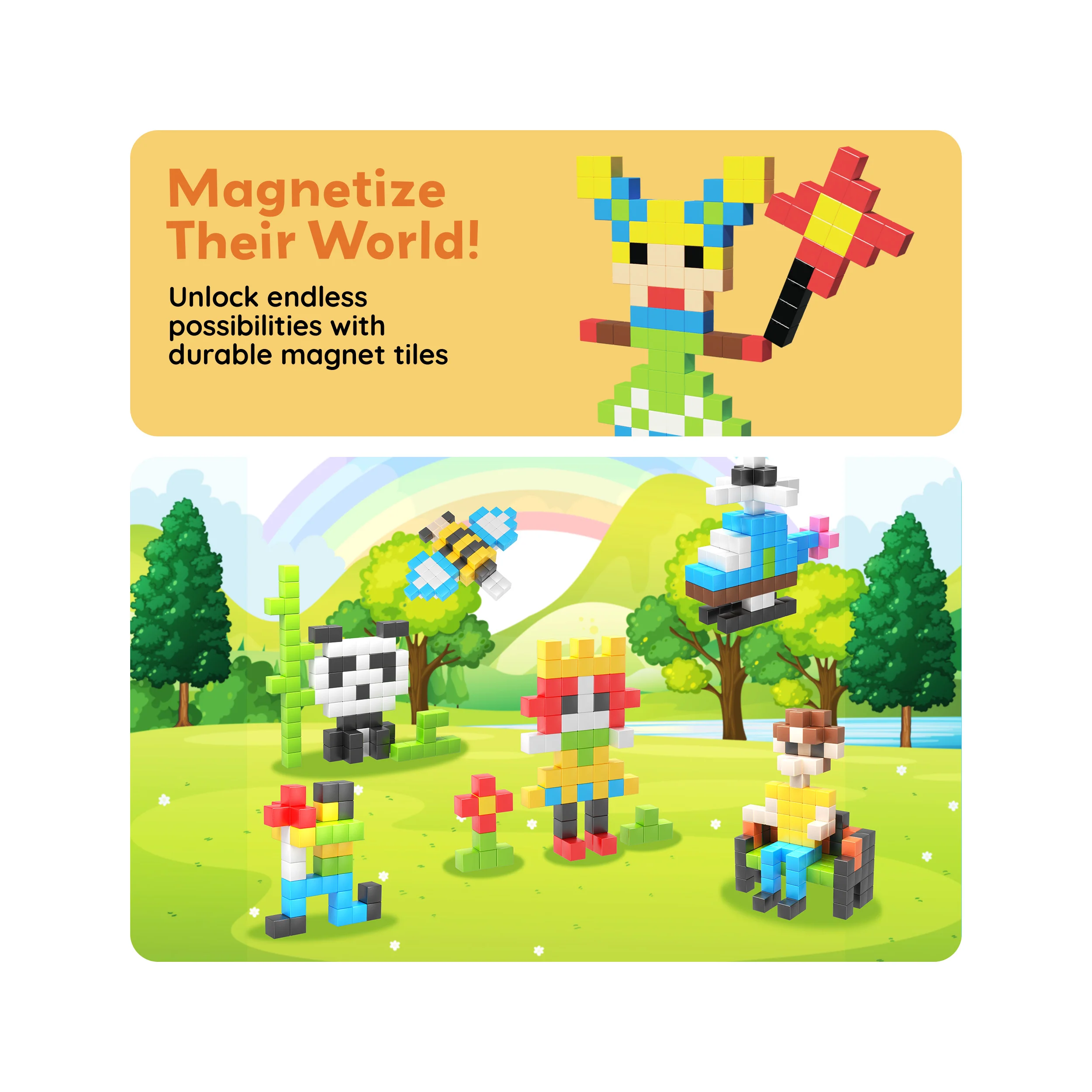 PicassoTiles 108pc Magnetic Puzzle Cubes Building Set - Image 7