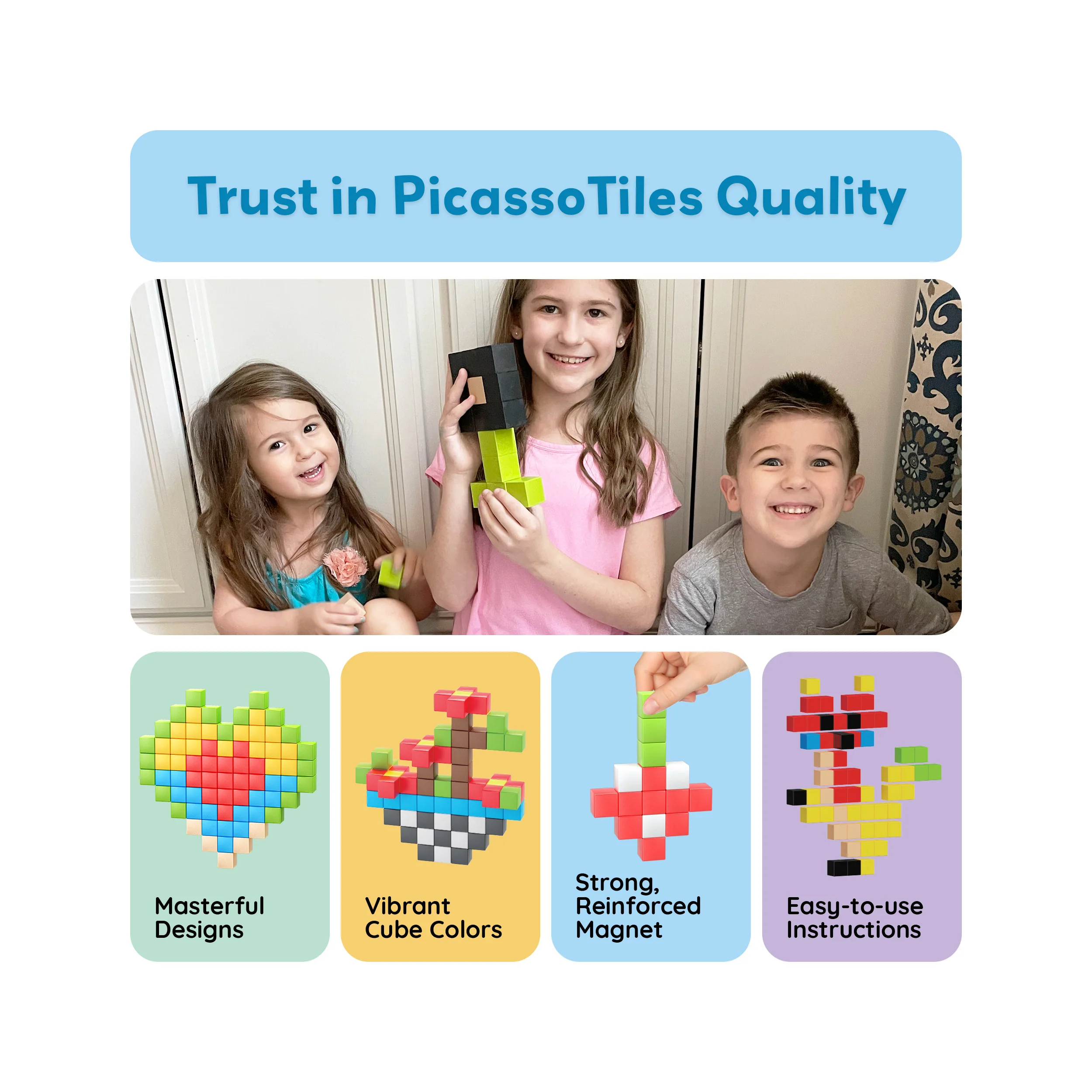 PicassoTiles 108pc Magnetic Puzzle Cubes Building Set - Image 8