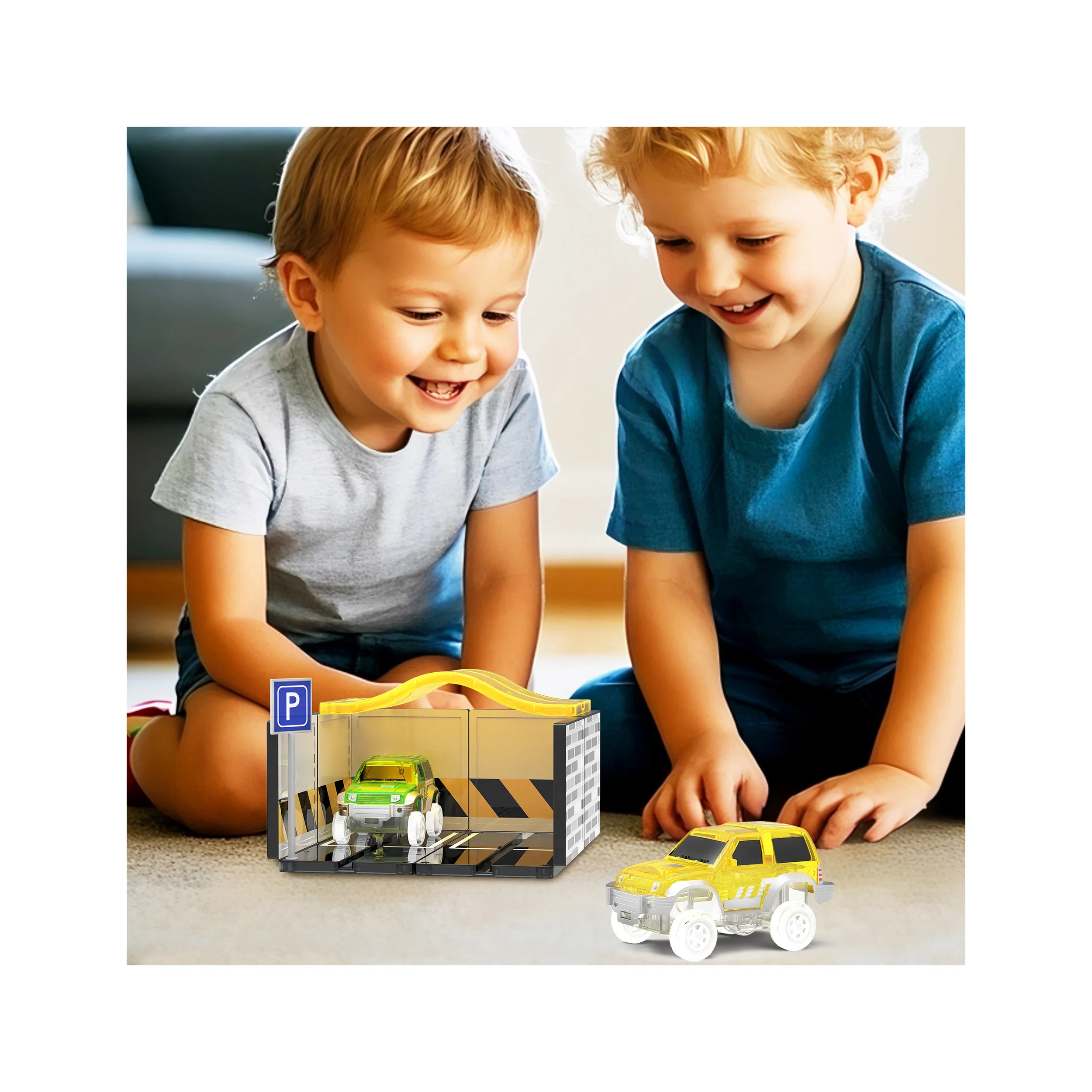 PicassoTiles Magnetic Race Car Track Parking Garage Expansion Pack - Image 2