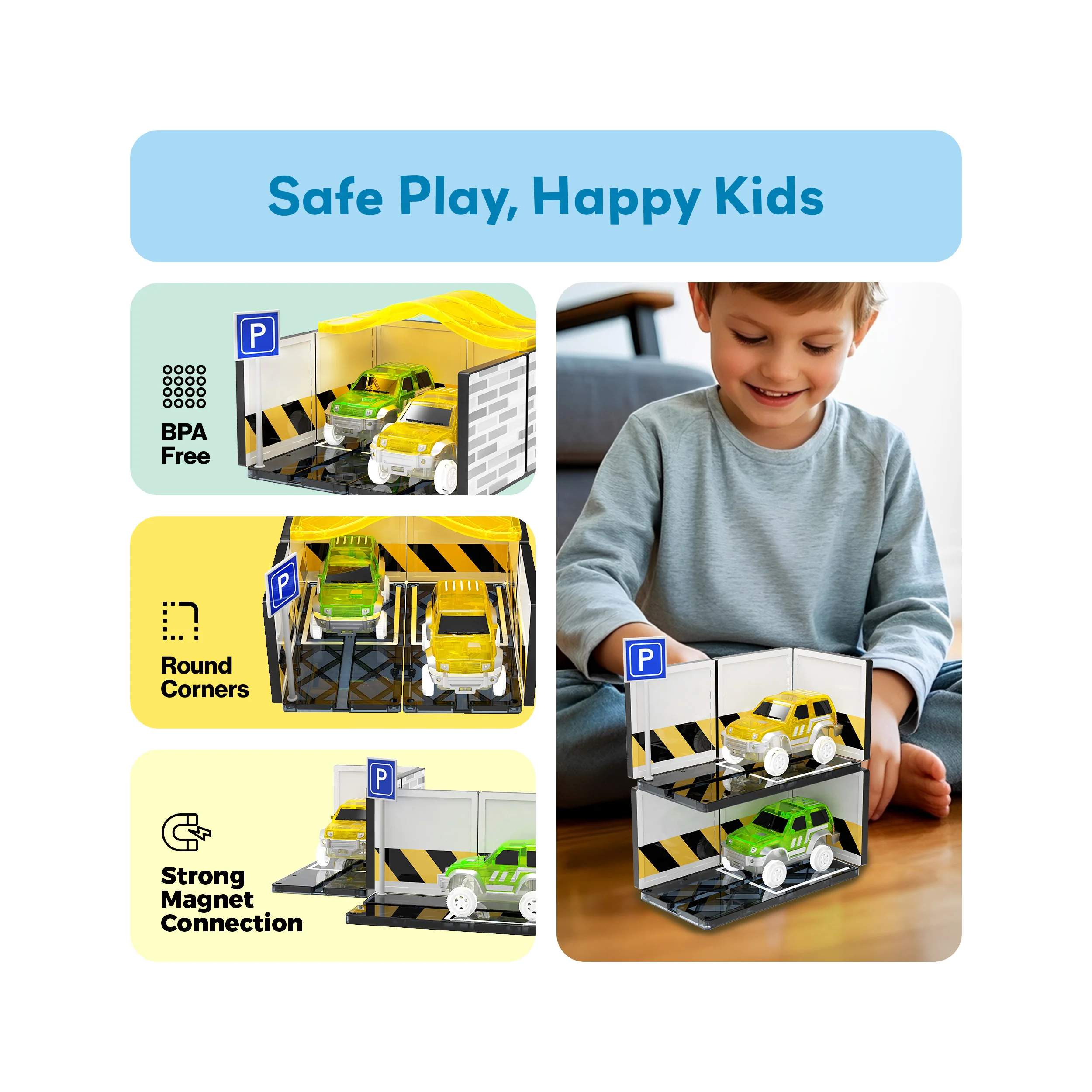 PicassoTiles Magnetic Race Car Track Parking Garage Expansion Pack - Image 6