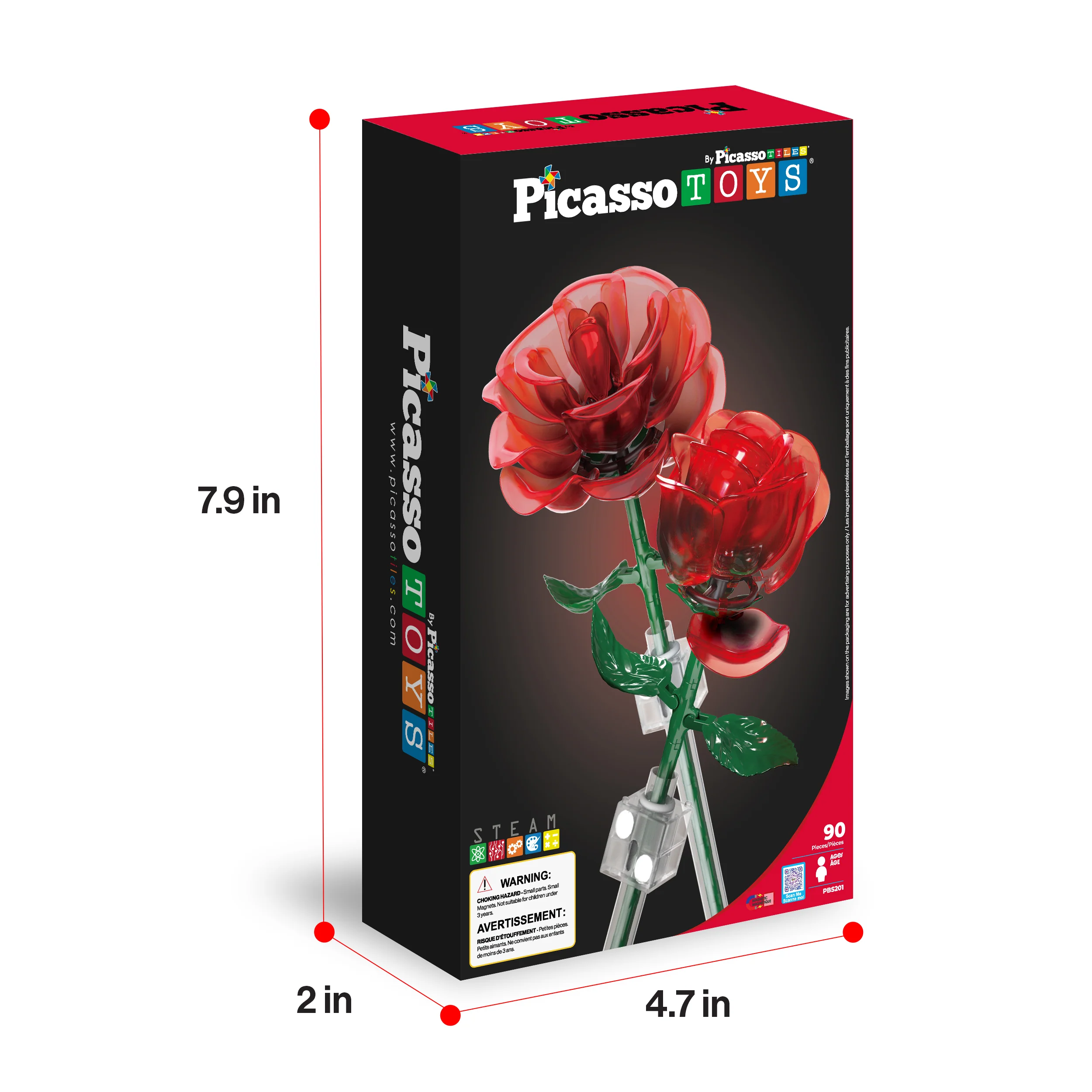 PicassoTiles Red Stem Roses Building Kit 90pc - Image 9