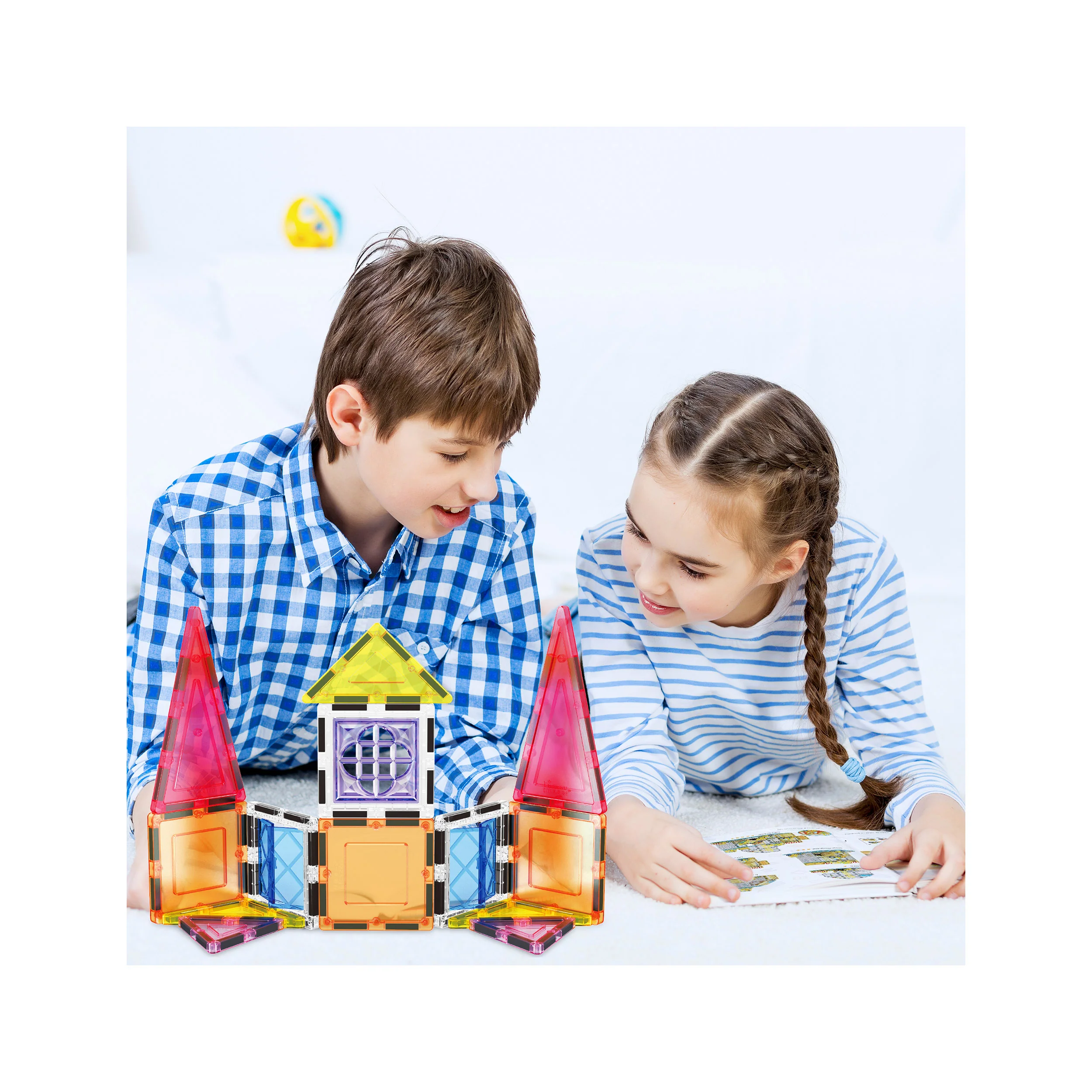PicassoTiles Magnetic Tile Building Set with Windows and Doors (21 Pieces) - Image 2