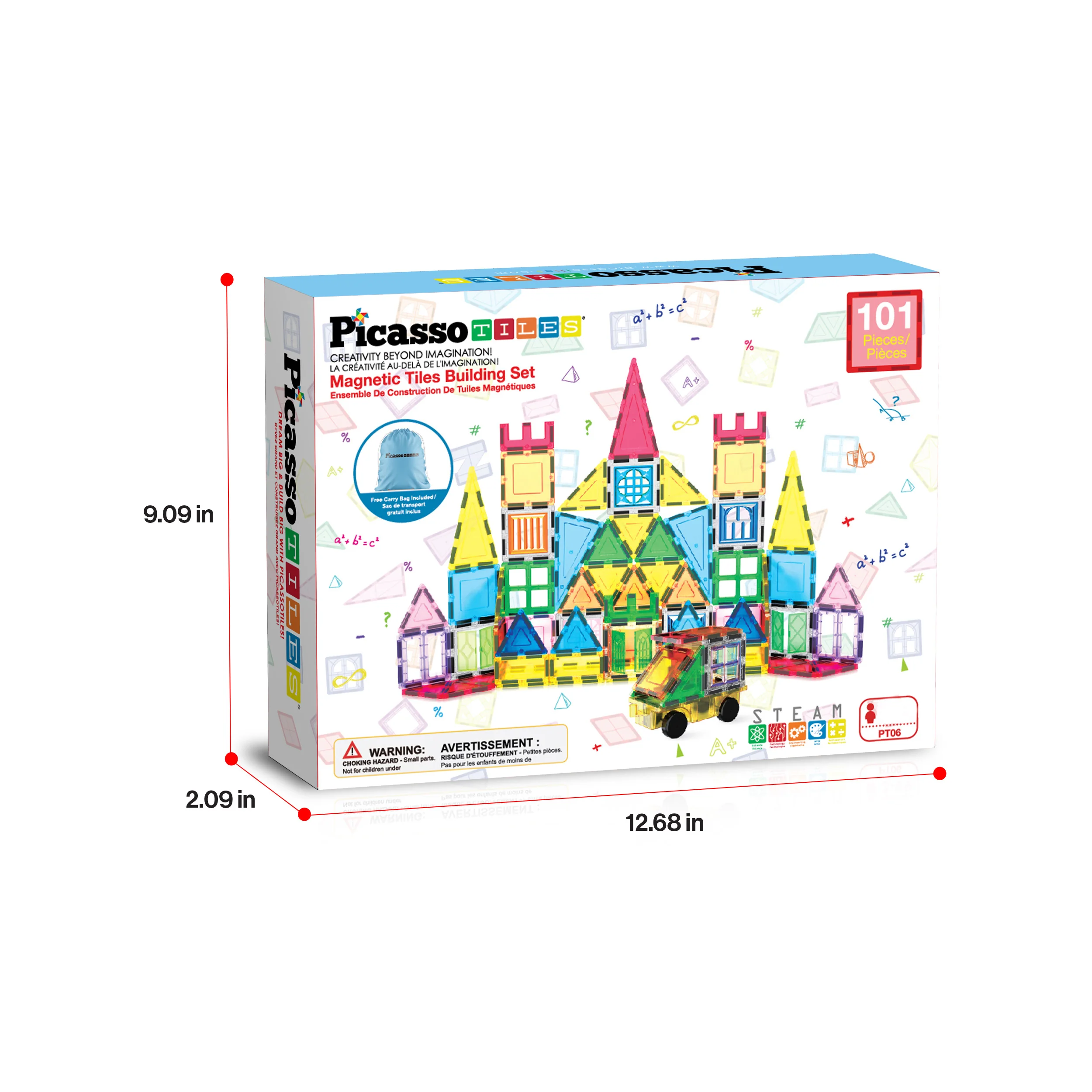 PicassoTiles Magnetic Tile Set with Doors, Windows & Carry Bag (101 Pieces) - Image 9