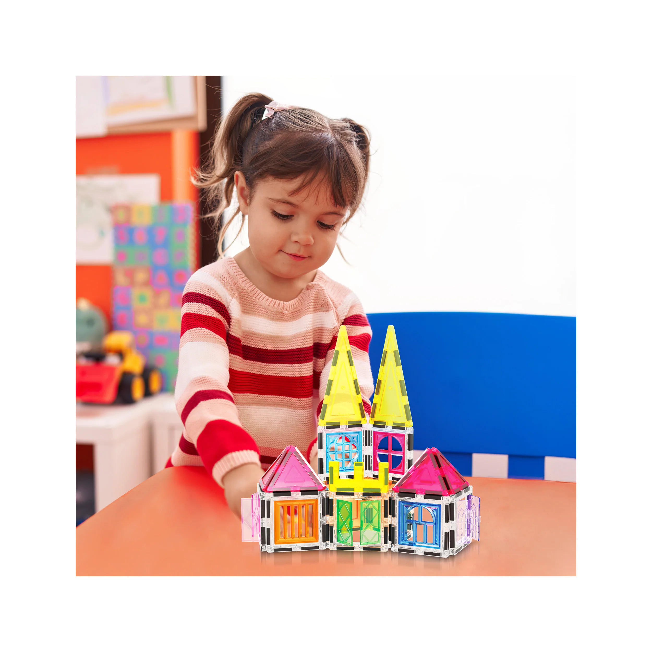 PicassoTiles Magnetic Tiles Set with Windows and Doors (61 Pieces) - Image 2