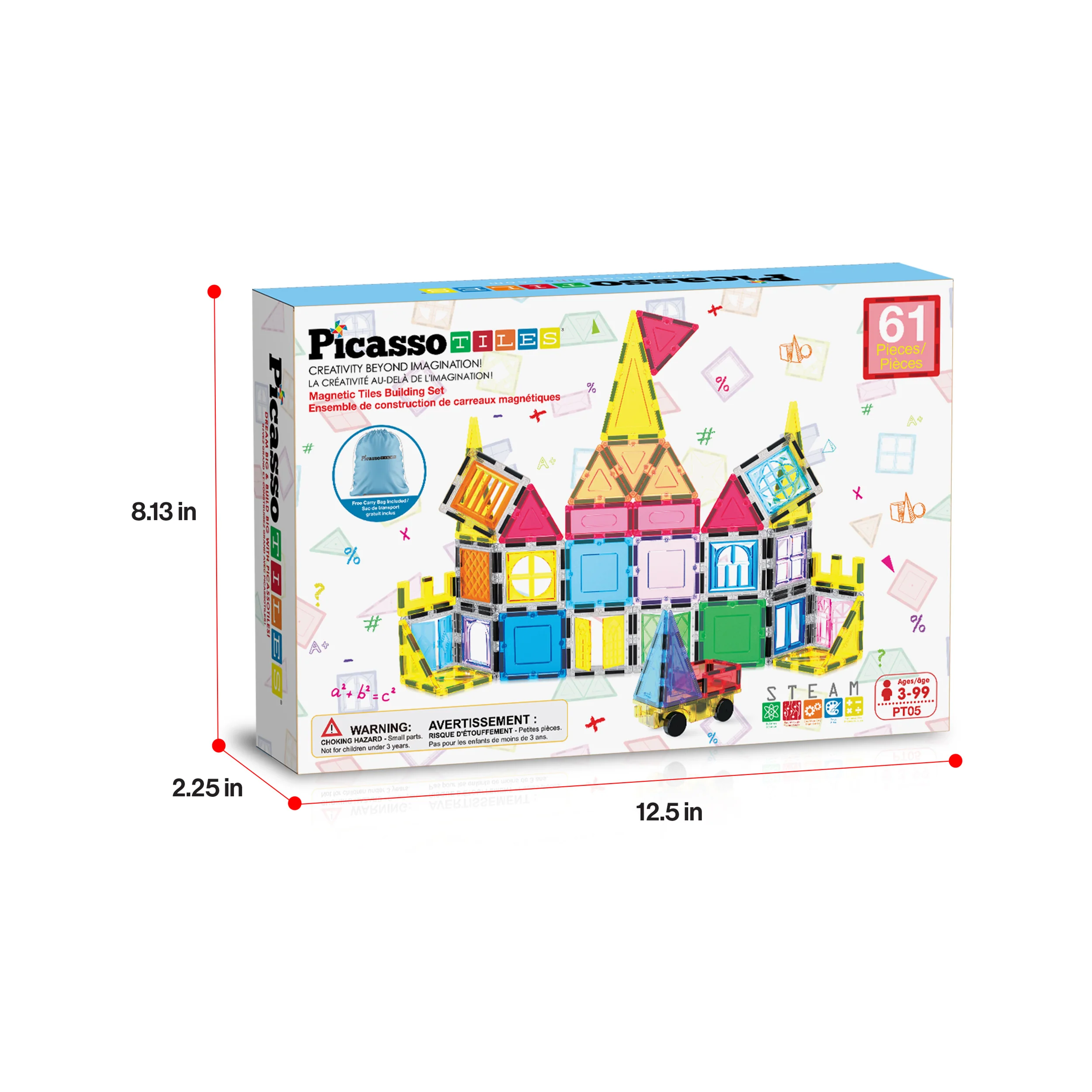 PicassoTiles Magnetic Tiles Set with Windows and Doors (61 Pieces) - Image 9