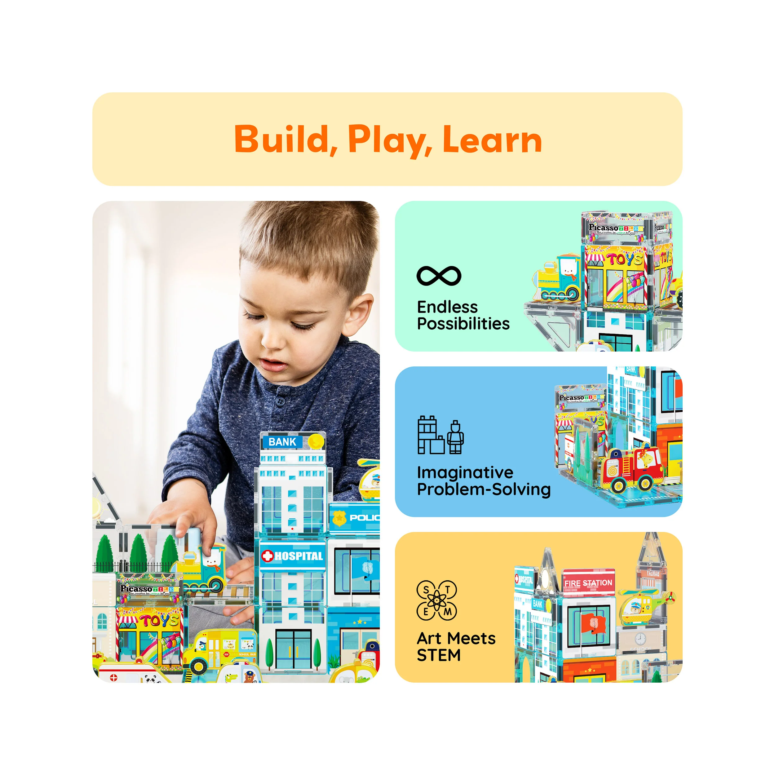 PicassoTiles Metro City Magnetic Marvels Playset - Image 4