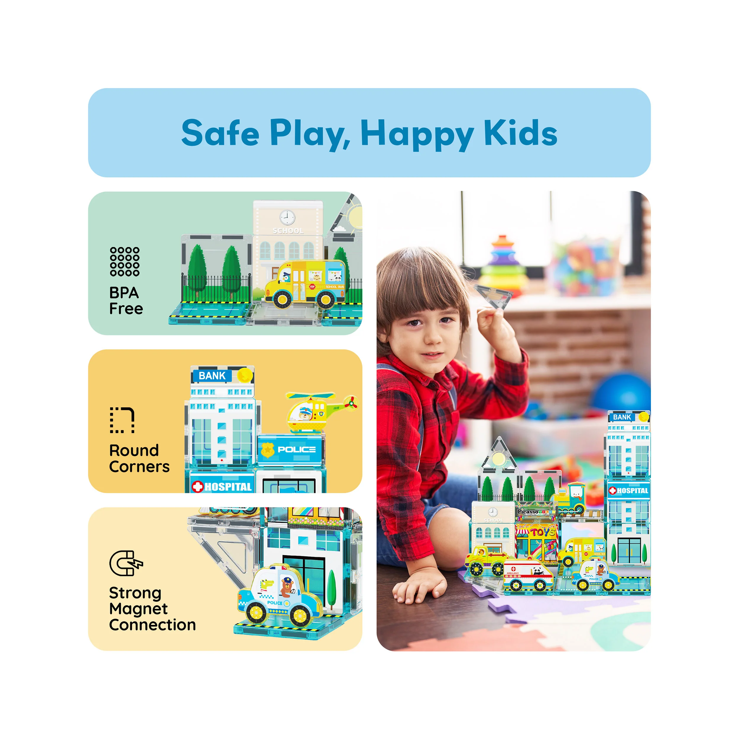 PicassoTiles Metro City Magnetic Marvels Playset - Image 6