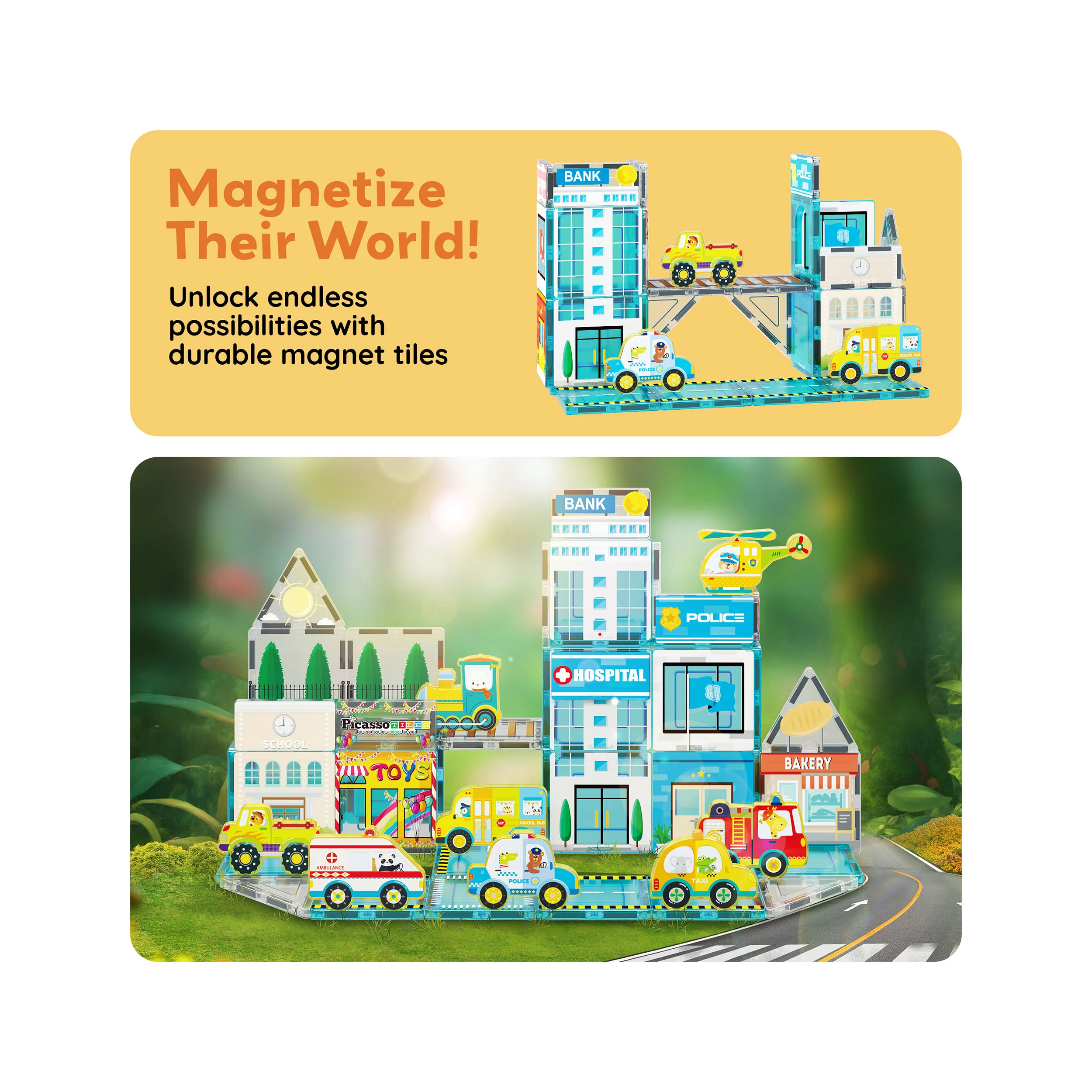 PicassoTiles Metro City Magnetic Marvels Playset - Image 7