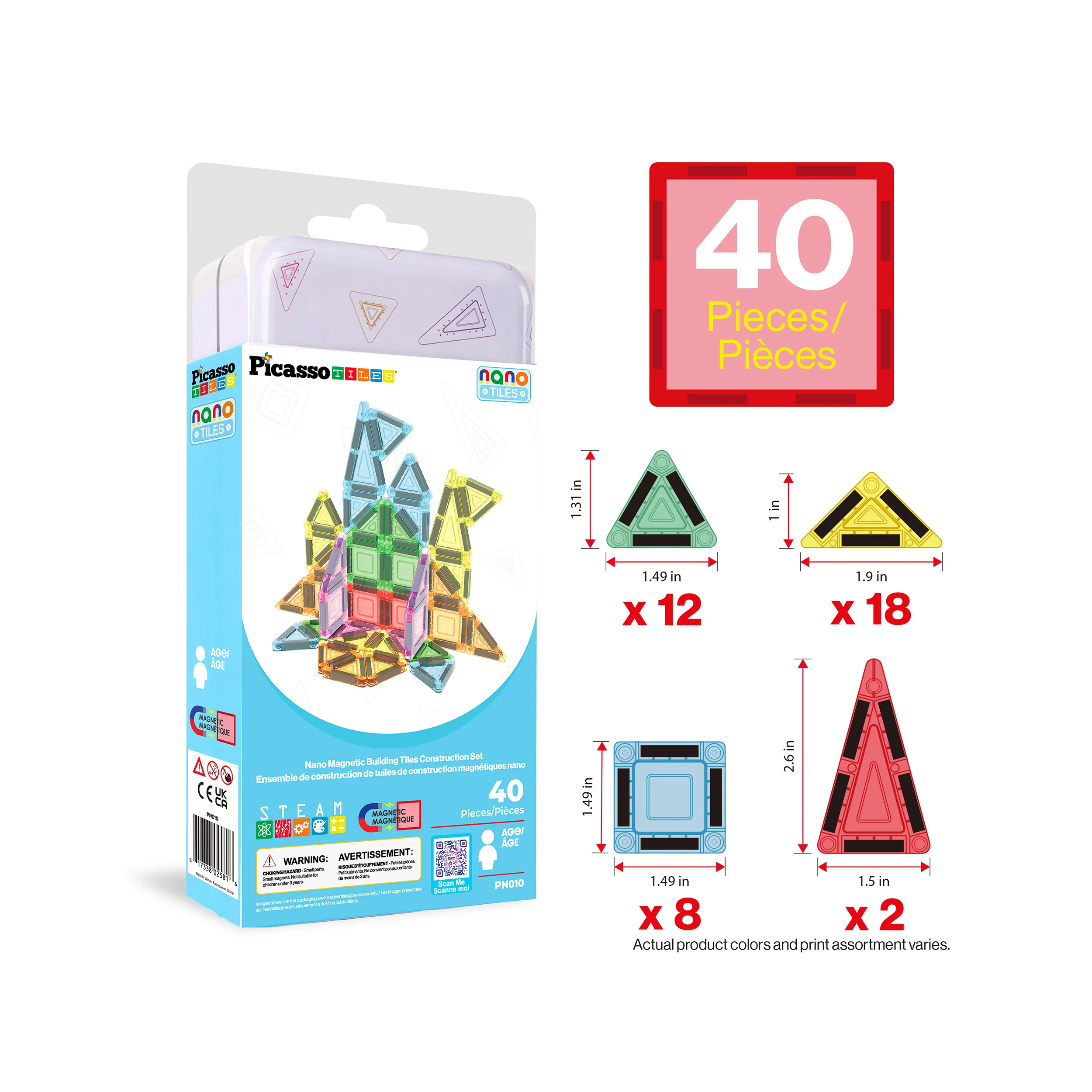 PicassoTiles Magnetic Tiles Construction Building Collection Travel Set 40pc - Image 3