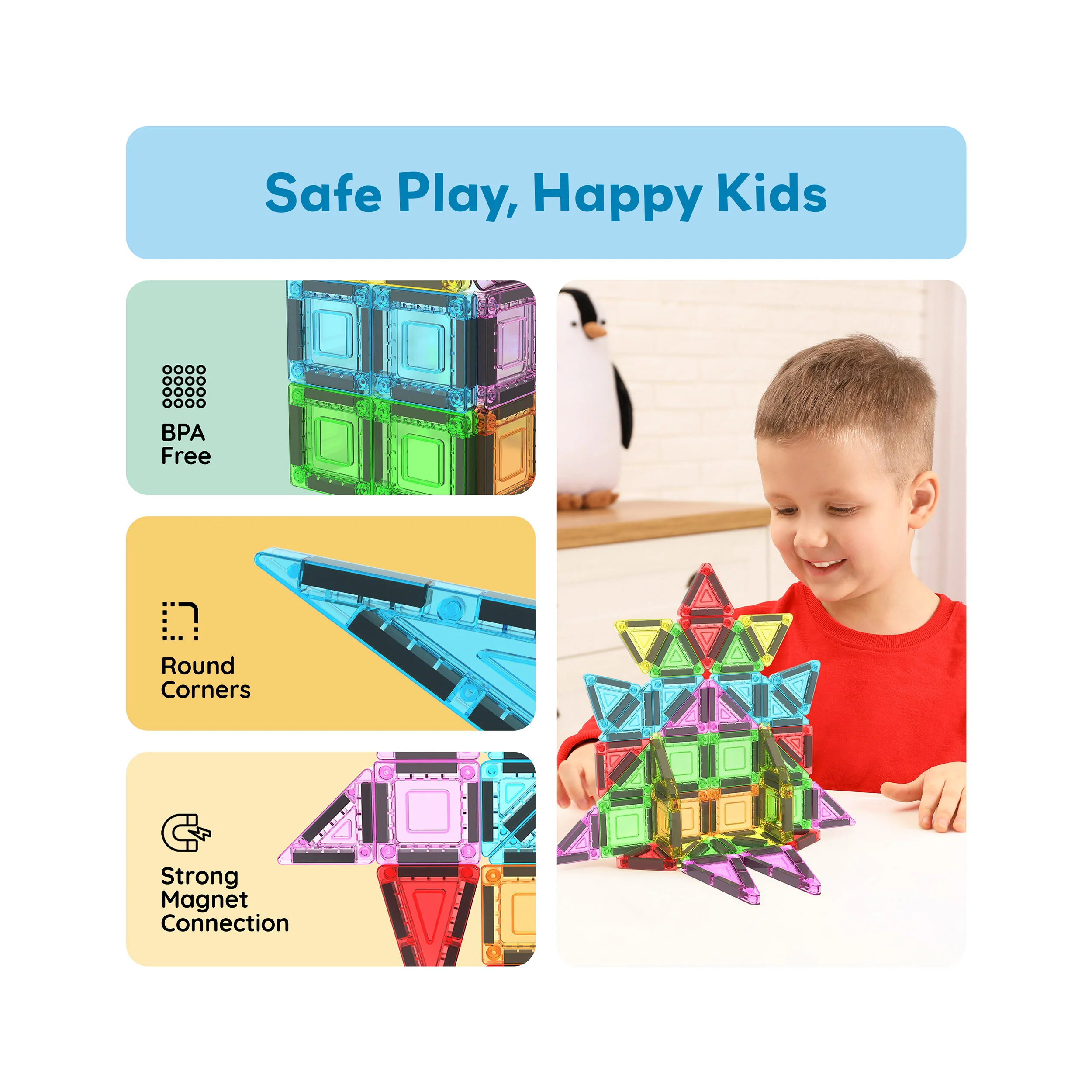 PicassoTiles Magnetic Tiles Construction Building Collection Travel Set 40pc - Image 6