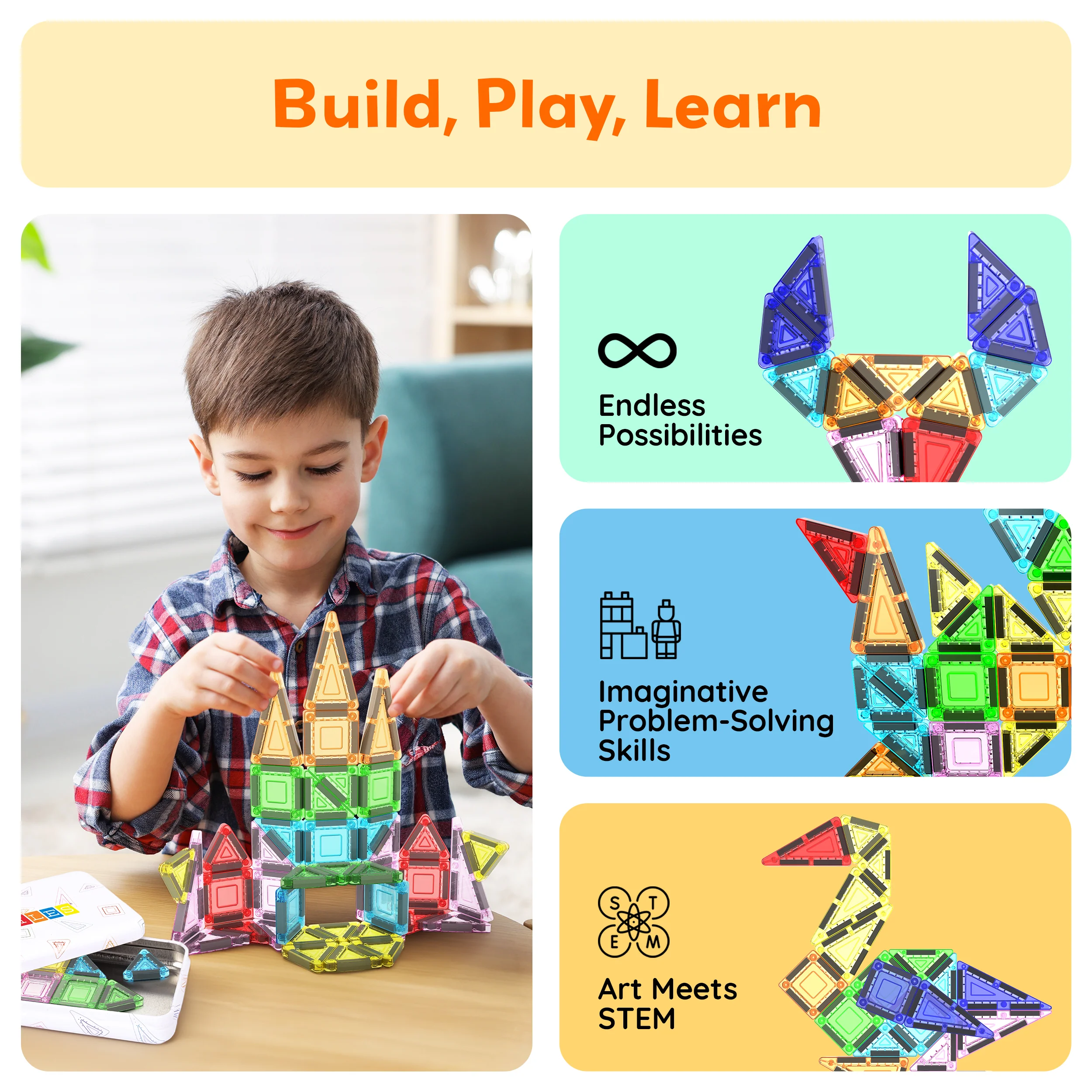 PicassoTiles Magnetic Tiles Construction Building Nano Collection Travel Set 51pc - Image 4
