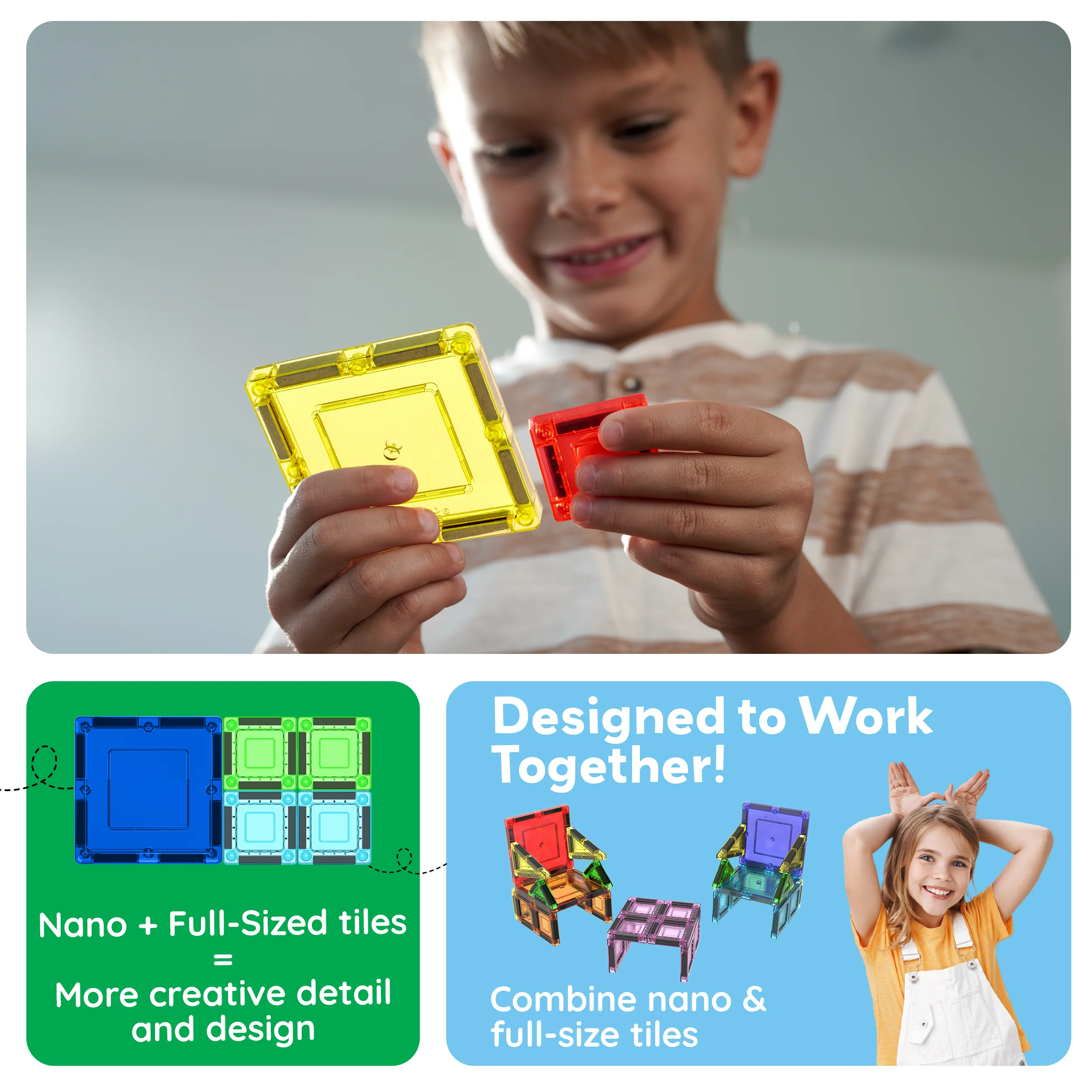 PicassoTiles Magnetic Tiles Construction Building Nano Collection Travel Set 51pc - Image 5