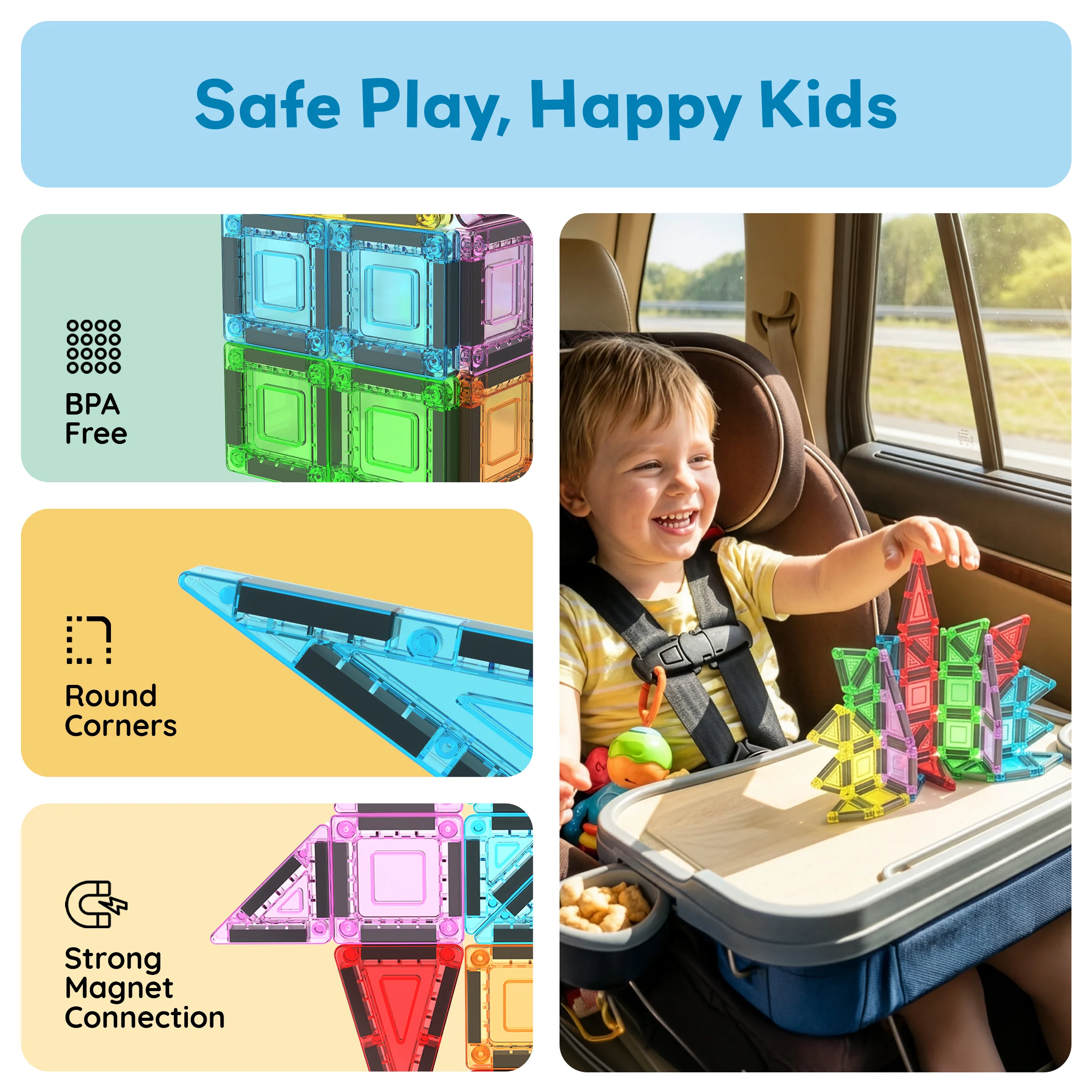 PicassoTiles Magnetic Tiles Construction Building Nano Collection Travel Set 51pc - Image 6