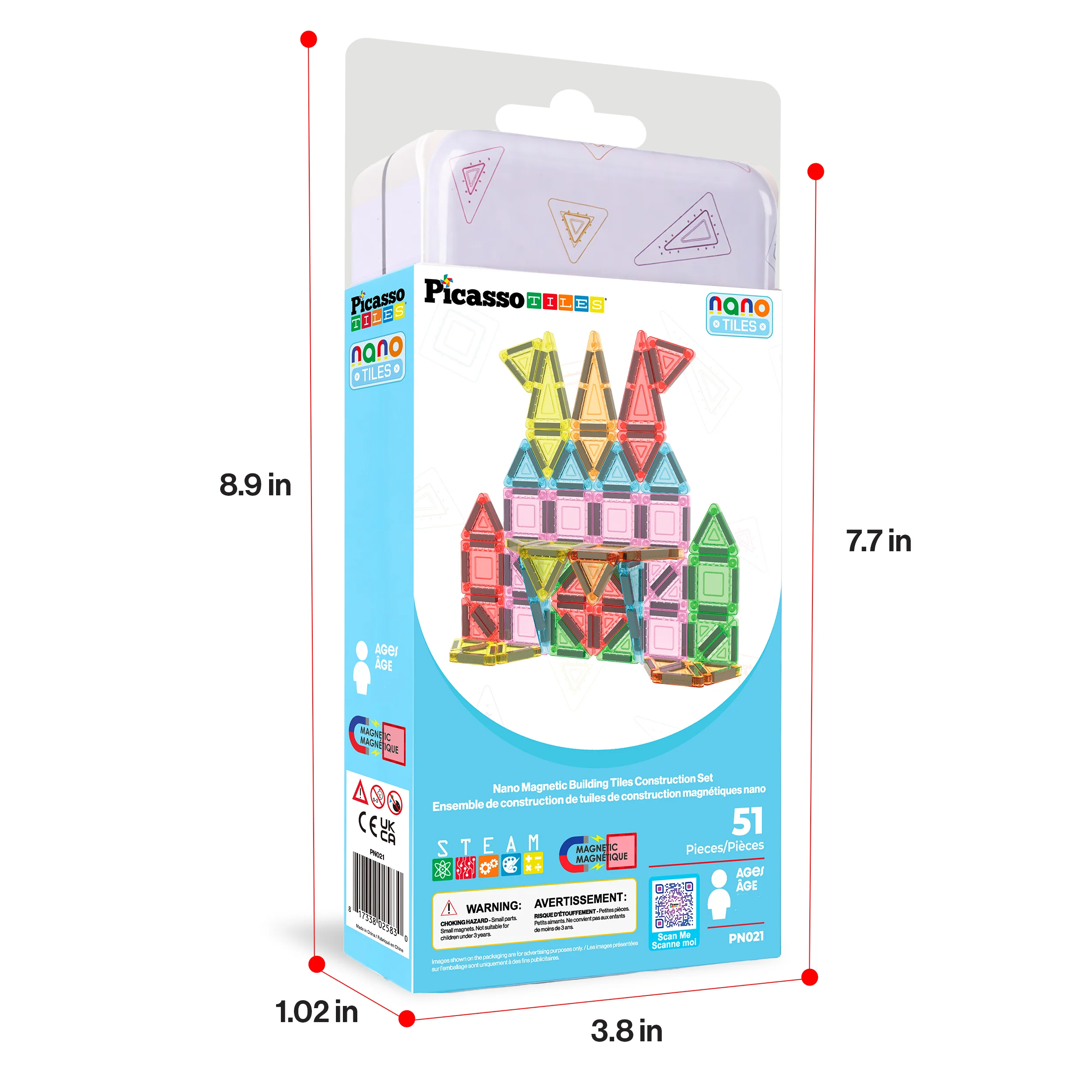 PicassoTiles Magnetic Tiles Construction Building Nano Collection Travel Set 51pc - Image 9