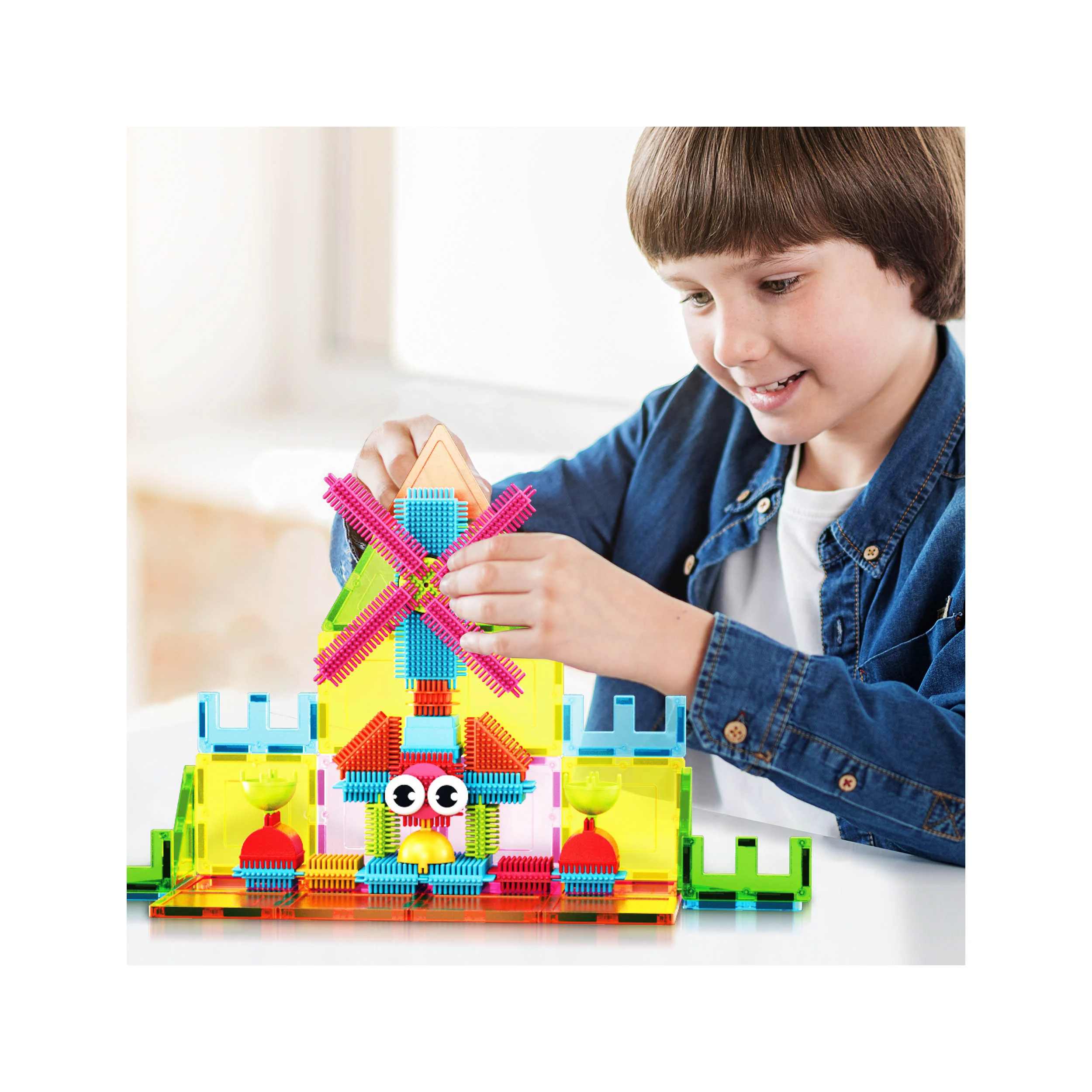 PicassoTiles Magnetic Tiles and Soft Hedgehog Building Block Set - 75 Pieces - Image 2
