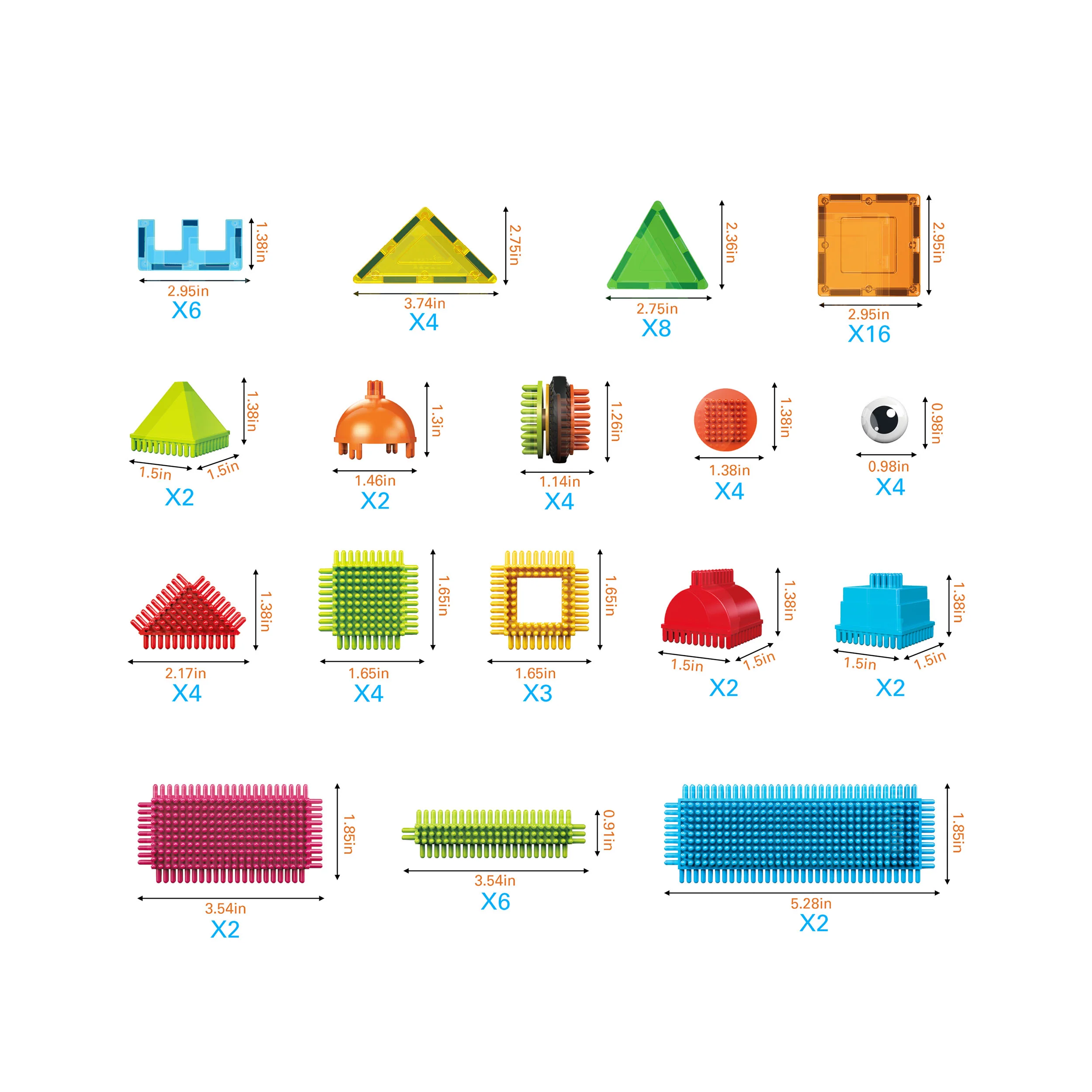 PicassoTiles Magnetic Tiles and Soft Hedgehog Building Block Set - 75 Pieces - Image 5
