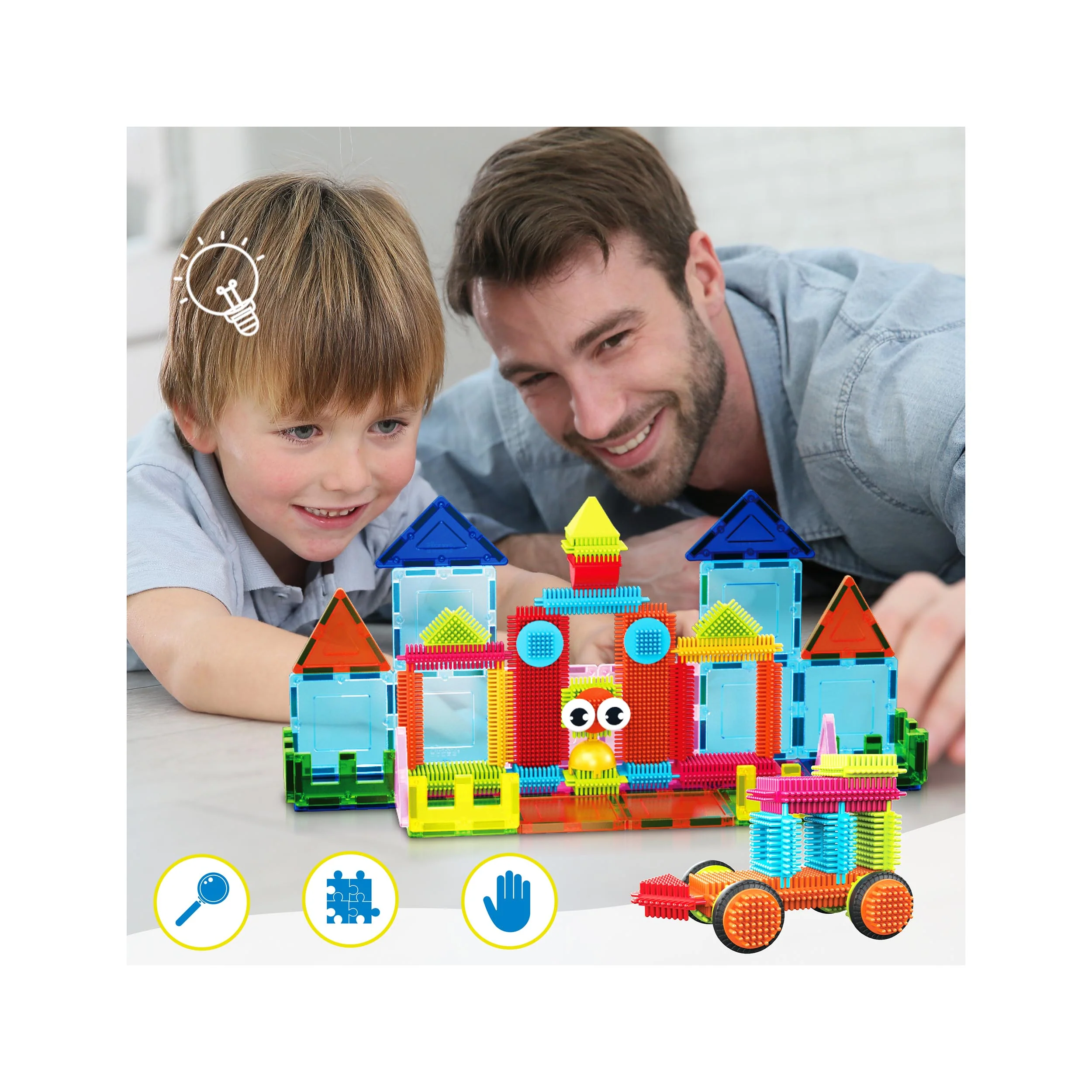 PicassoTiles Magnetic Tiles and Soft Hedgehog Building Block Set - 75 Pieces - Image 6