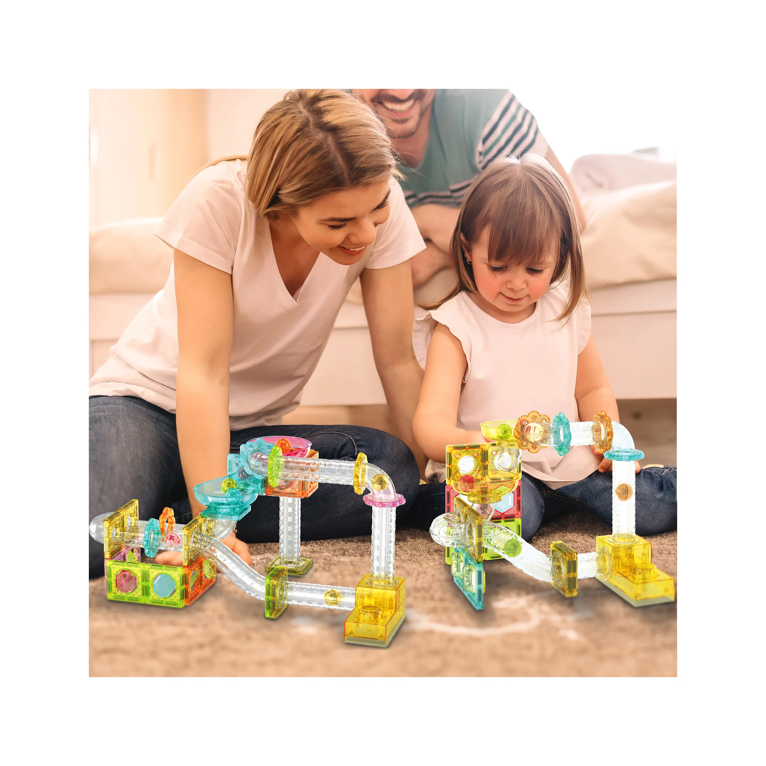 PicassoTiles Travel Sized Marble Run Launcher Building Block Set - Image 2