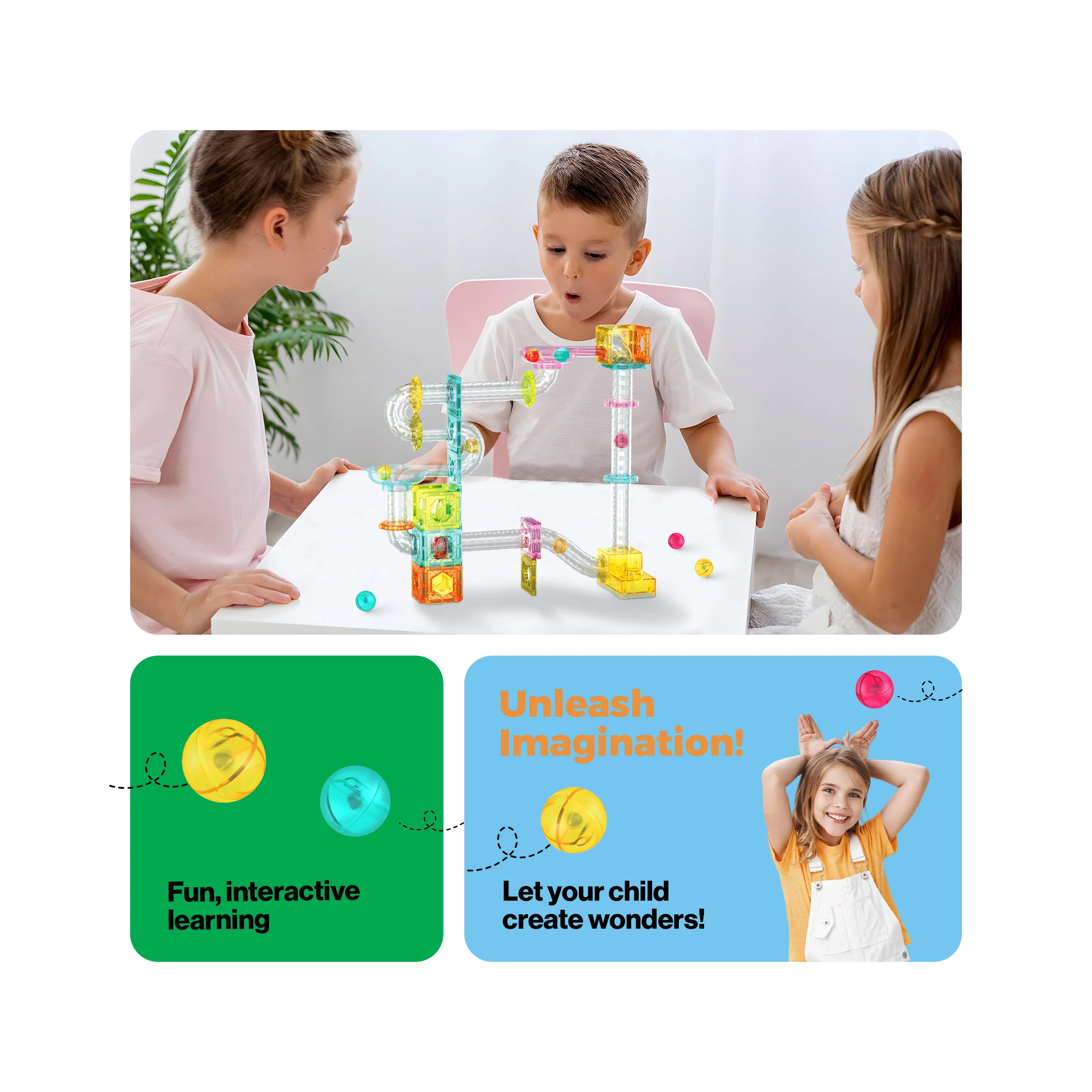 PicassoTiles Travel Sized Marble Run Launcher Building Block Set - Image 5