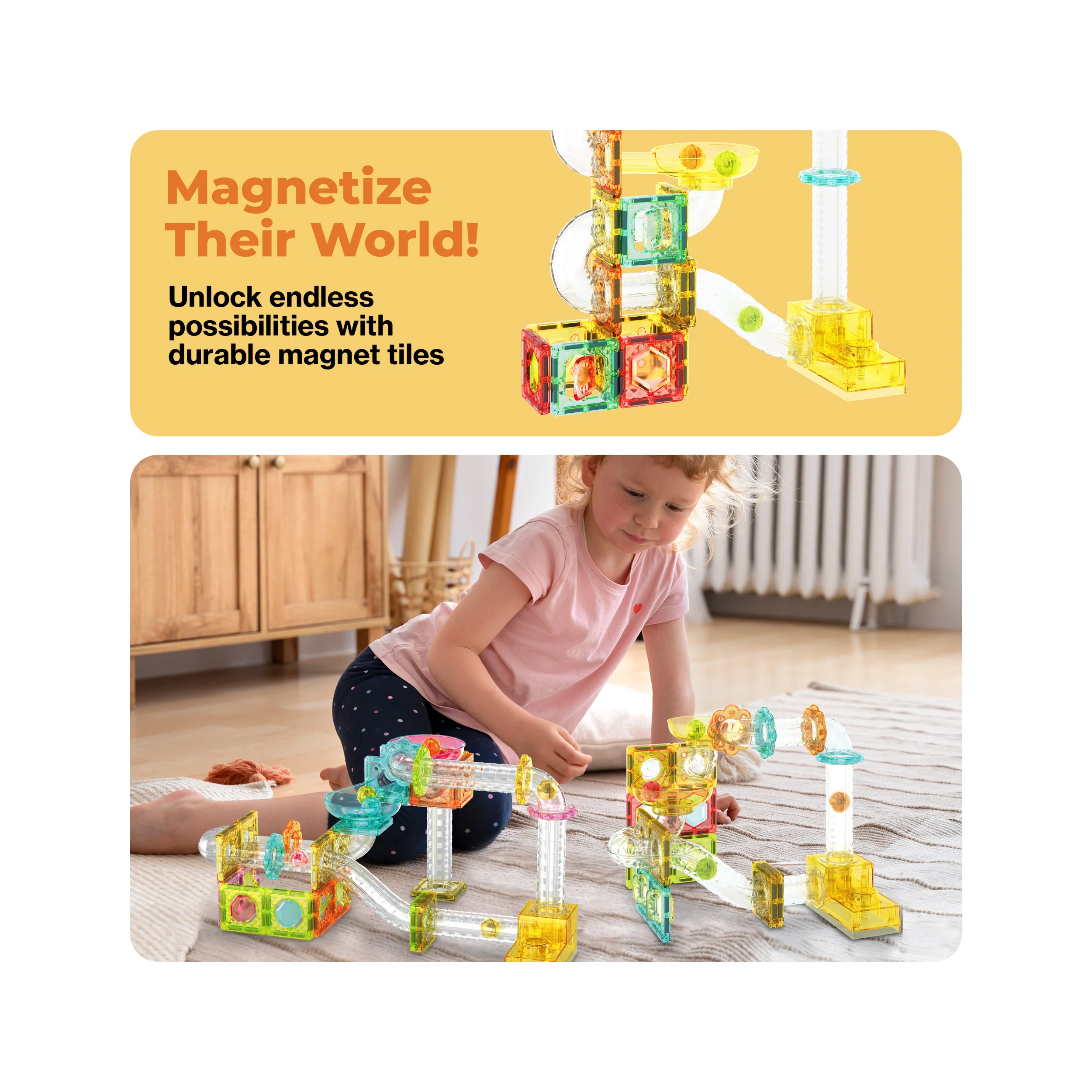 PicassoTiles Travel Sized Marble Run Launcher Building Block Set - Image 6